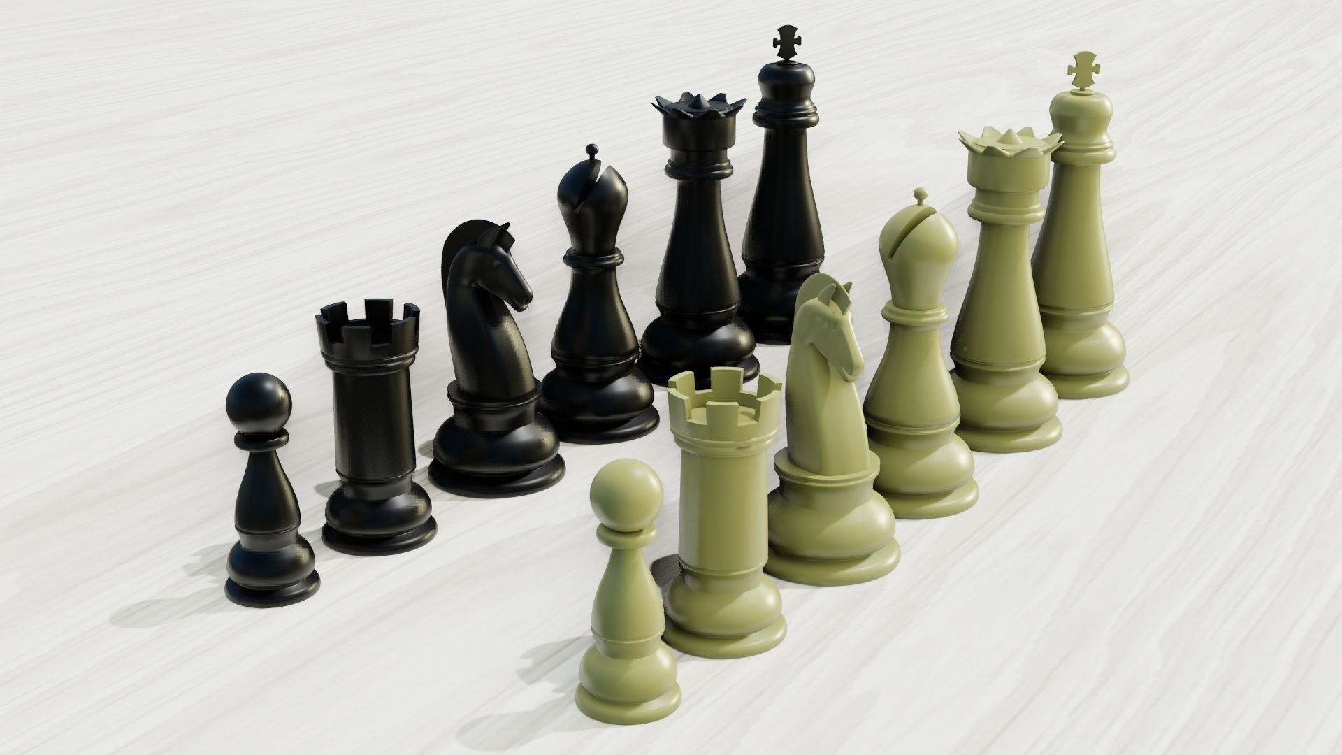 Plastic chess Set 3D model Low-poly 3D model_11