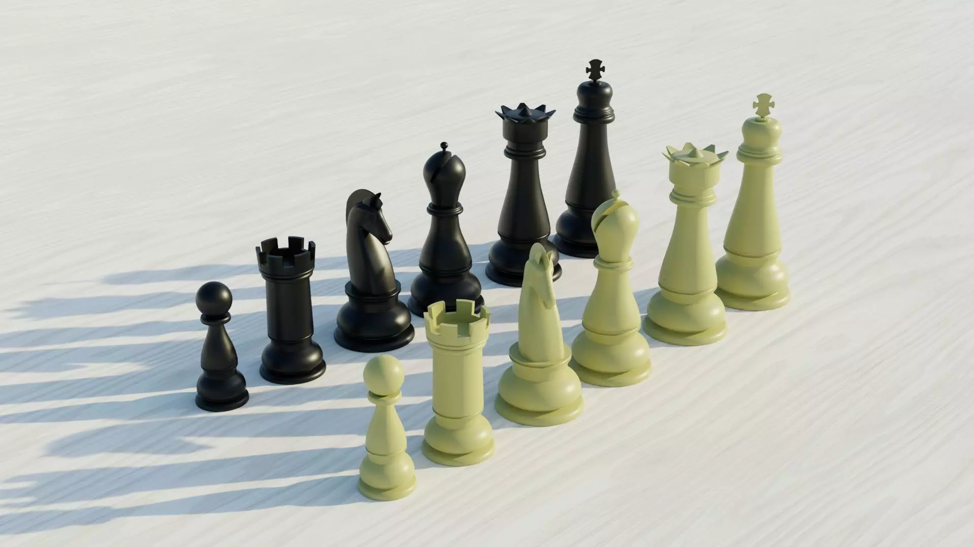 Plastic chess Set 3D model Low-poly 3D model_0