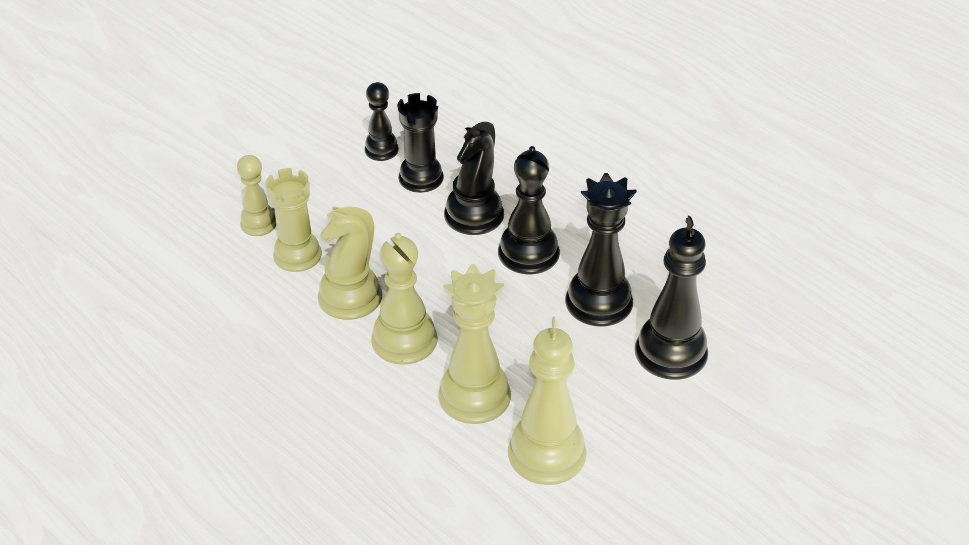 Plastic chess Set 3D model Low-poly 3D model_7