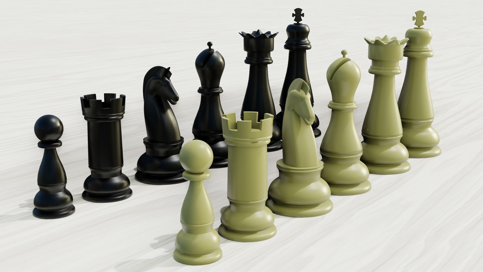Plastic chess Set 3D model Low-poly 3D model_8