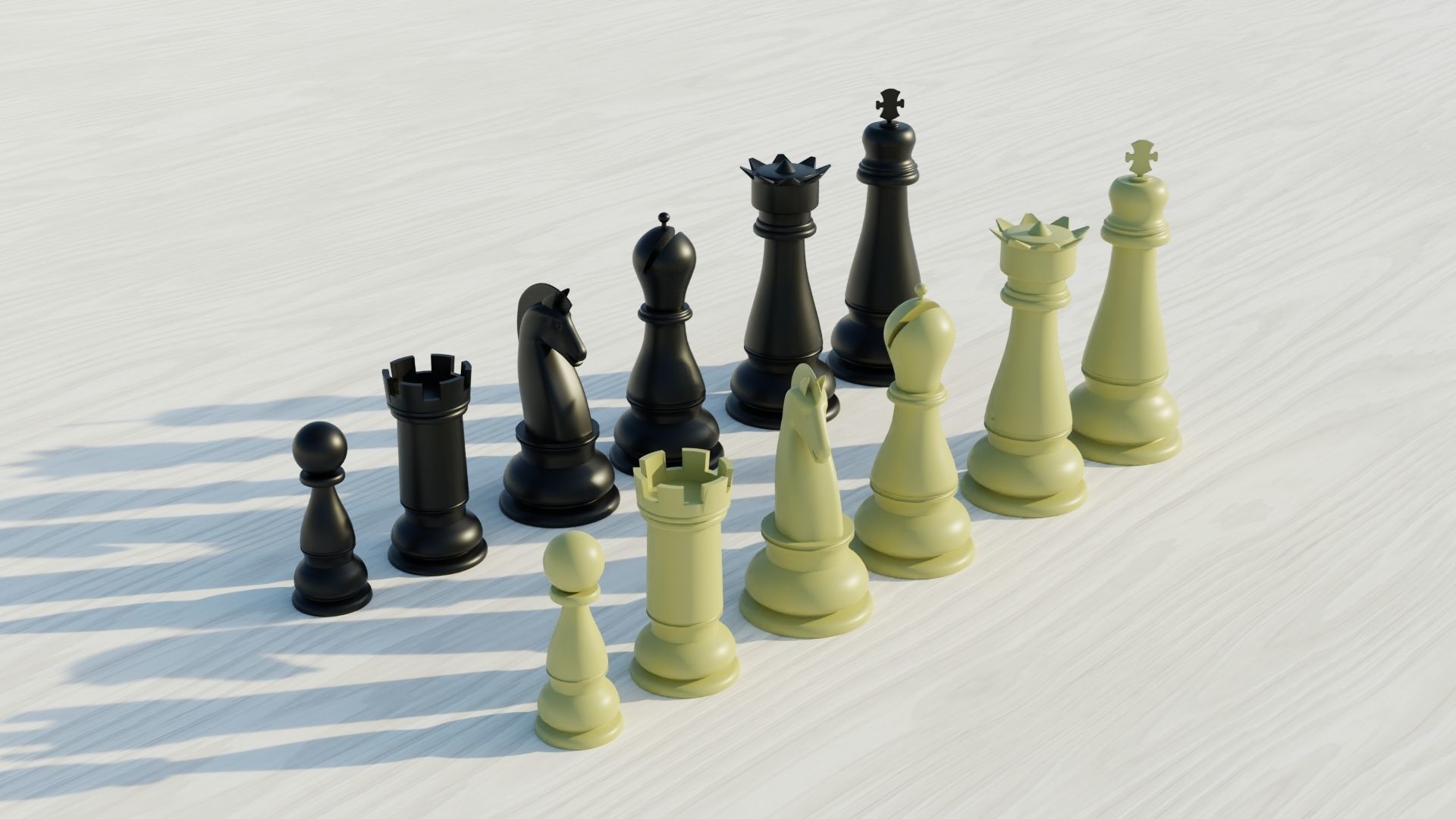 Plastic chess Set 3D model Low-poly 3D model_1