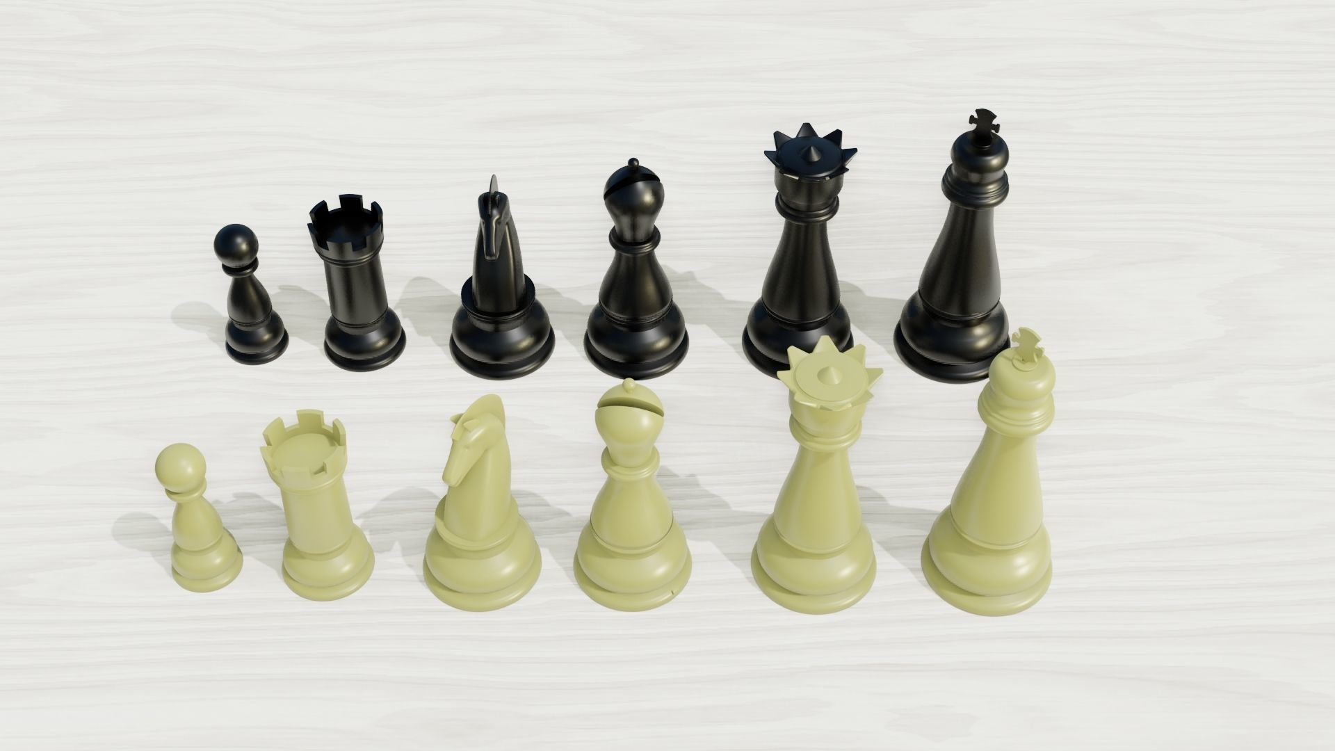 Plastic chess Set 3D model Low-poly 3D model_5