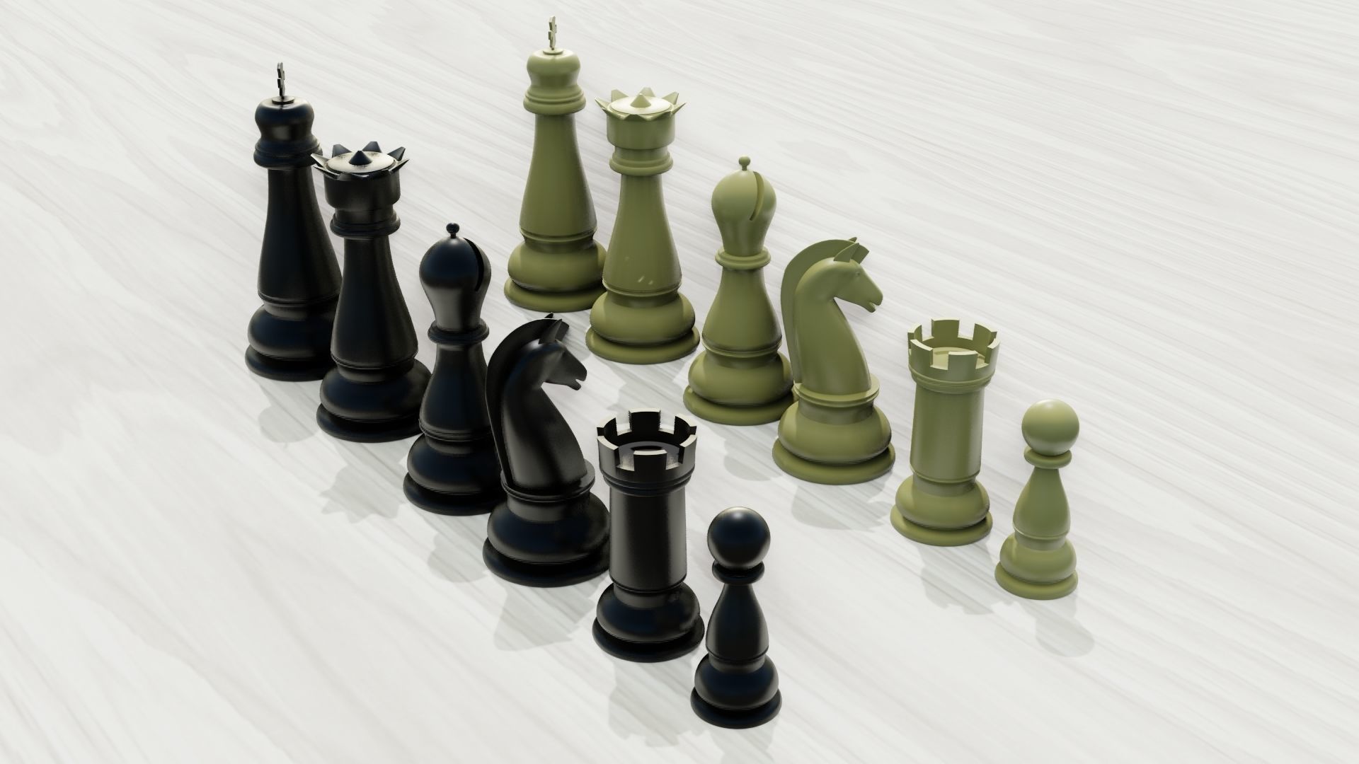Plastic chess Set 3D model Low-poly 3D model_12