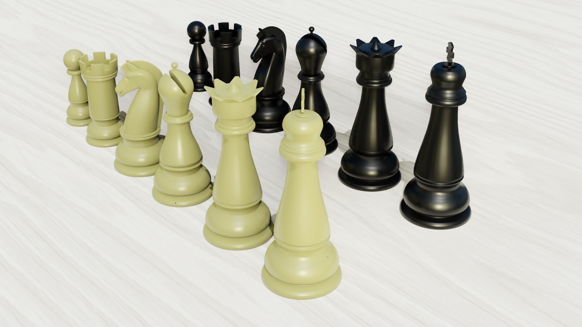 Plastic chess Set 3D model Low-poly 3D model_9