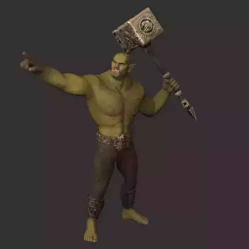 Realistic character orc warrior game ready Low-poly 3D model