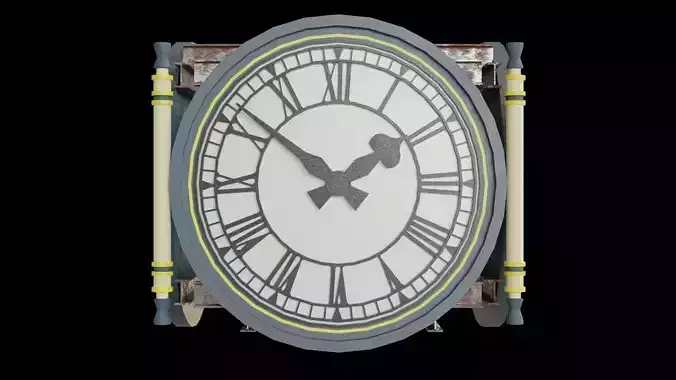 Train Station Clock - Low poly PBR