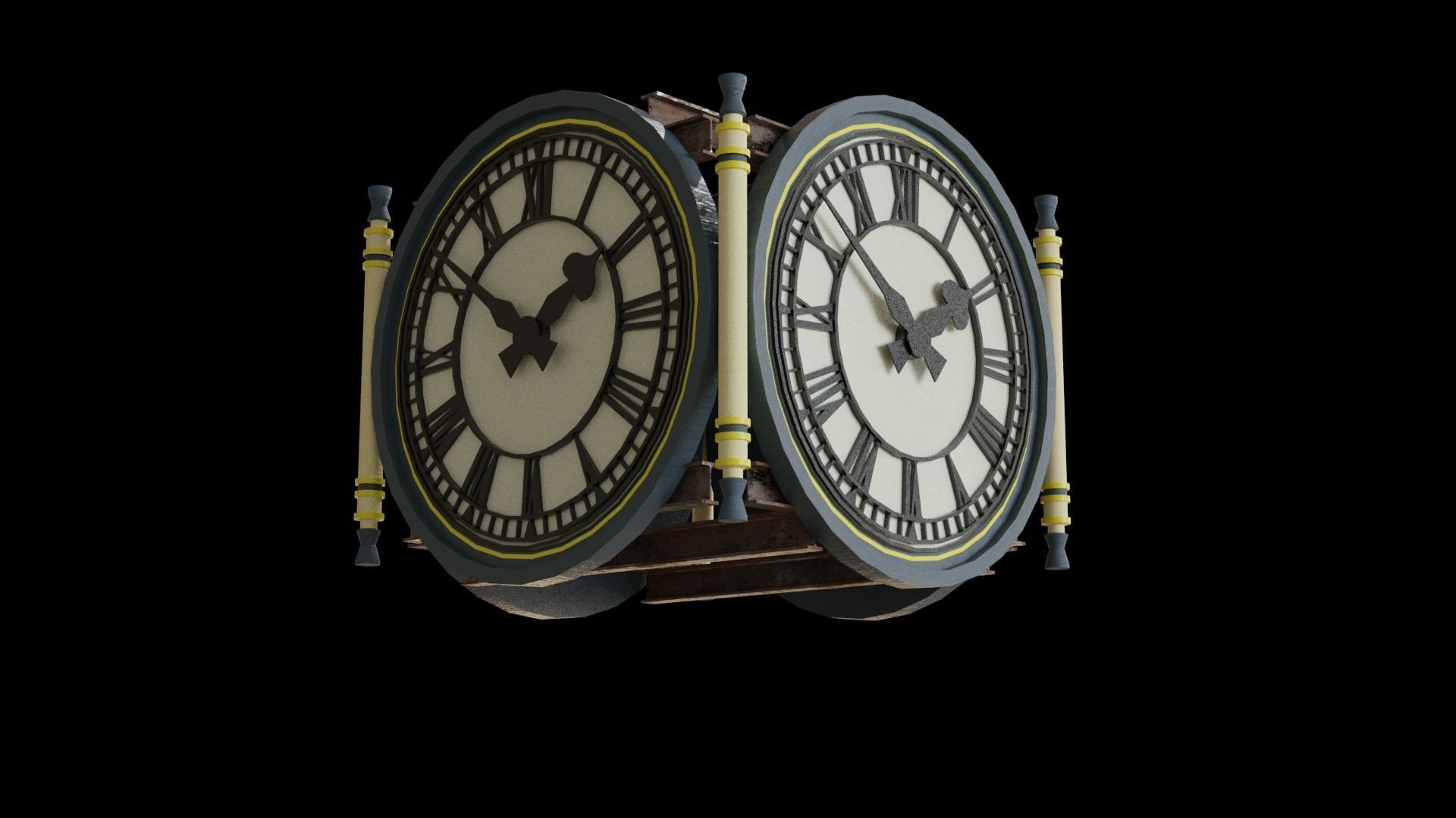 Train Station Clock - Low poly PBR Low-poly 3D model_1