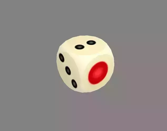 Cartoon dice - white - shake the elbows Low-poly 3D model