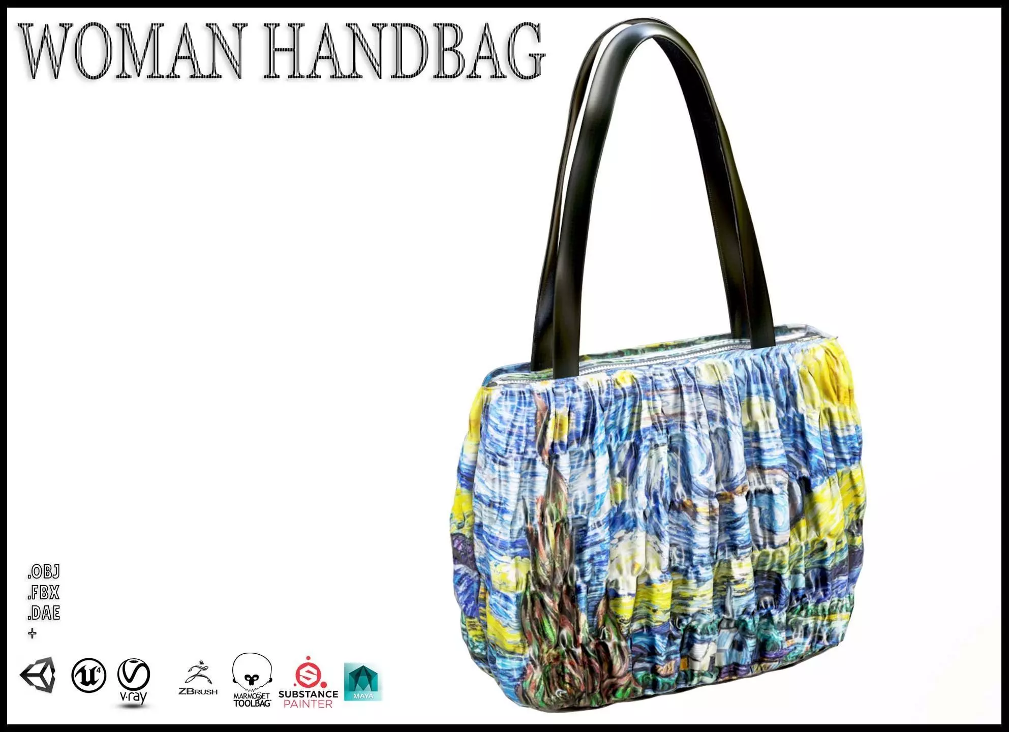 Elegant Woman Handbag Low-poly 3D model_0