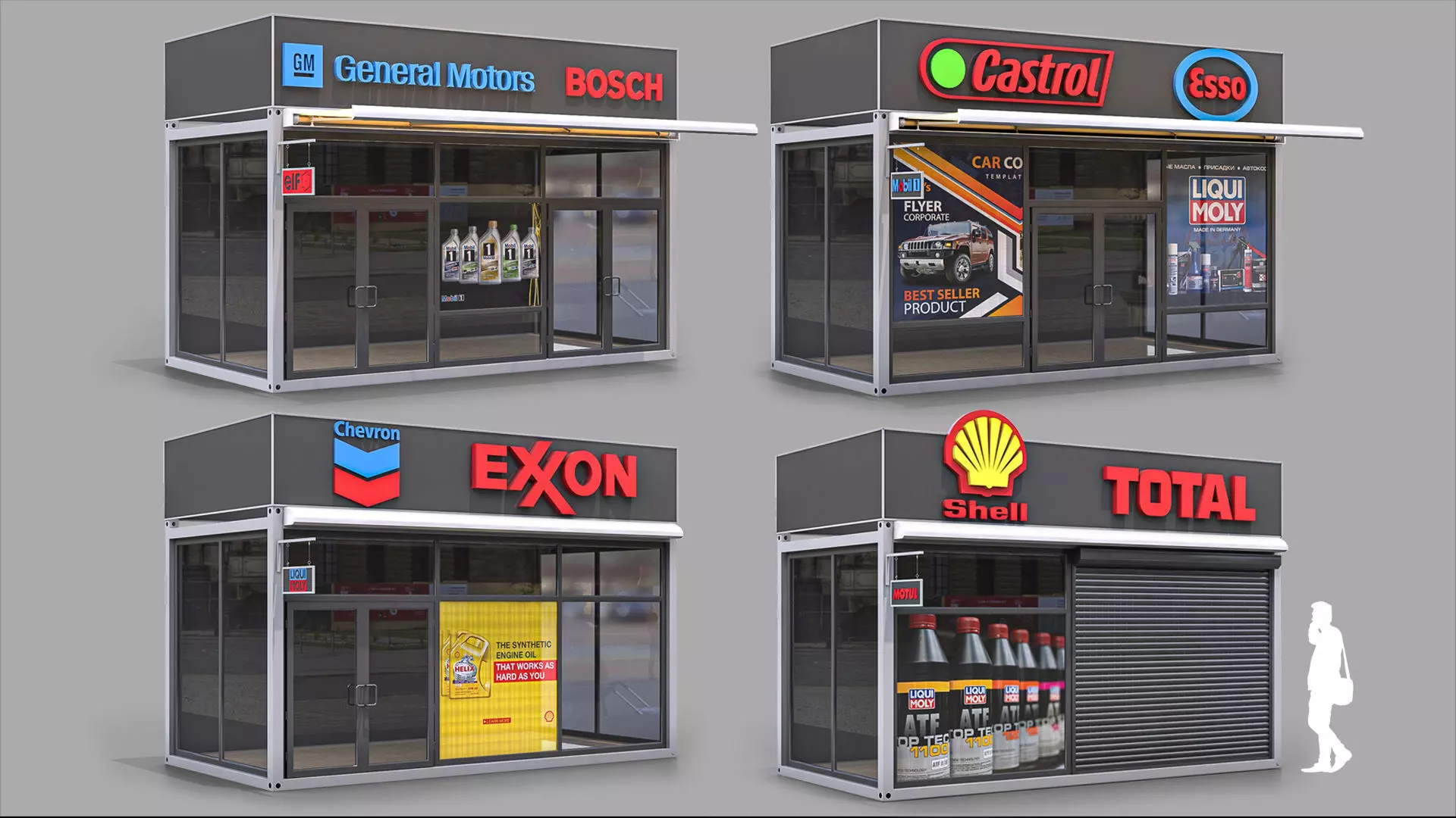 Set of 4 Stalls 3D model_0
