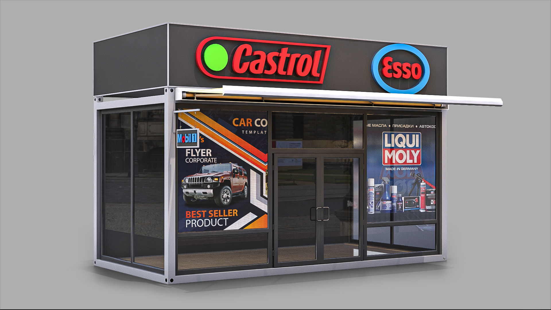 Set of 4 Stalls 3D model_3