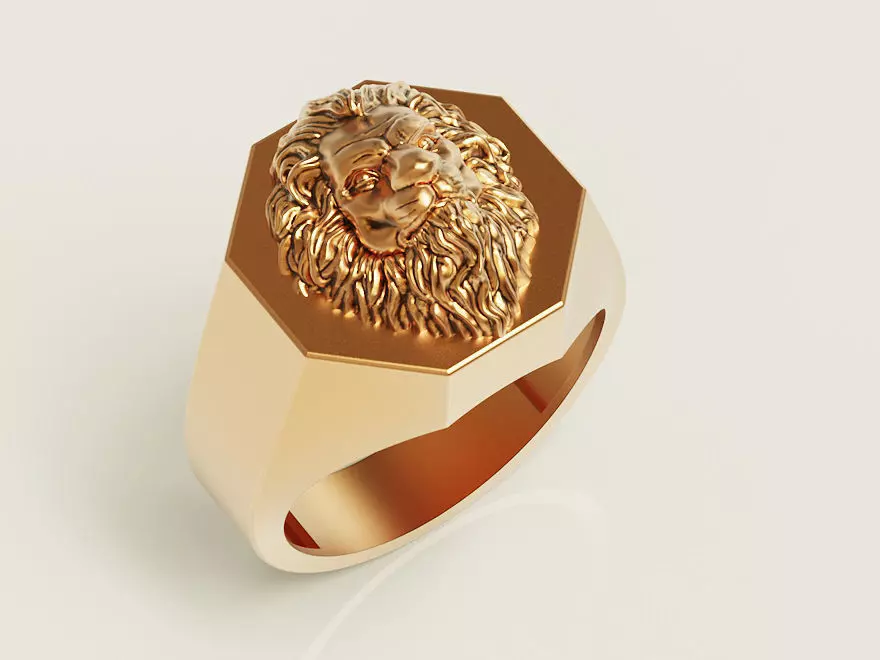 Fashion Lion Ring Silver Gold Print 3D print model