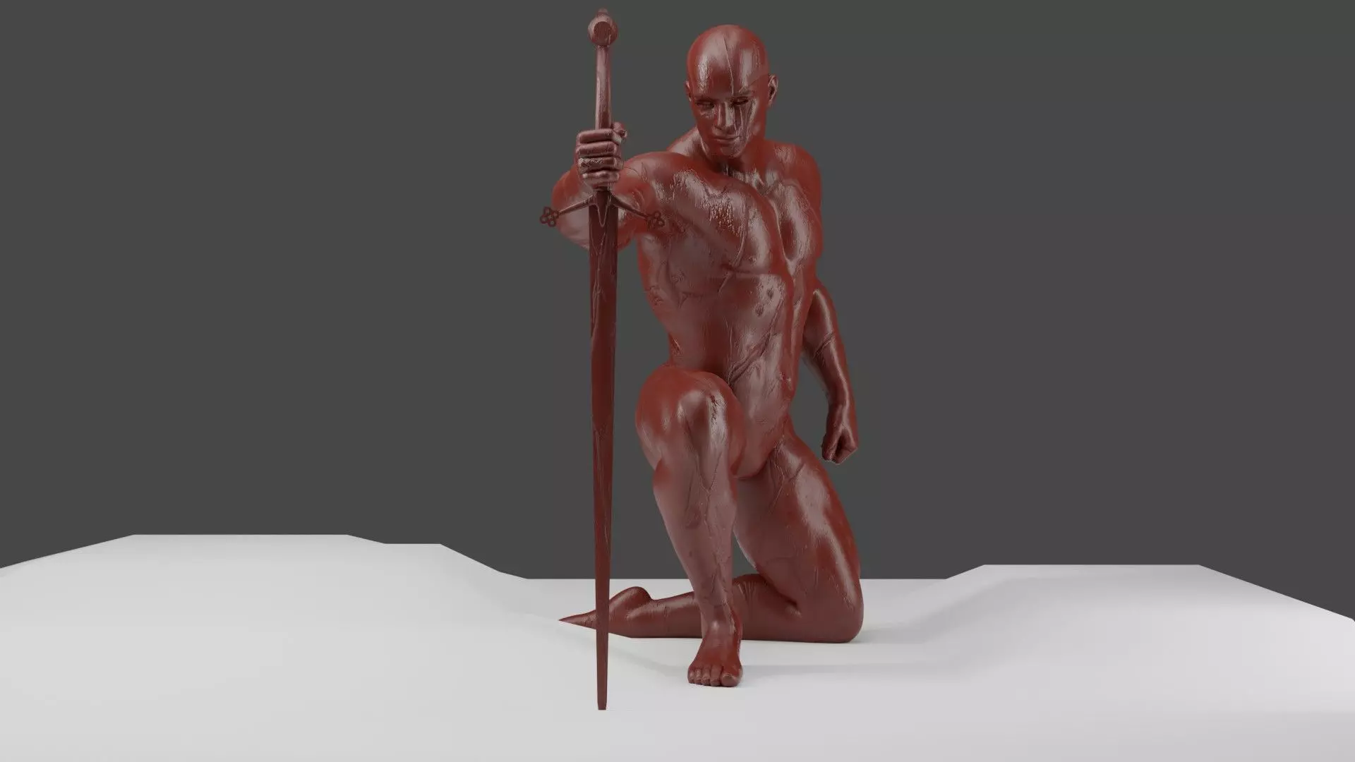 Red clay man material Free 3D model_0