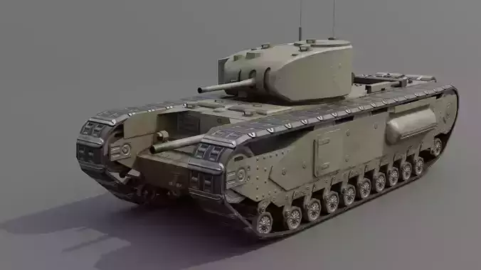 Churchill MK I Infantry Support Heavy Tank Low-poly 3D model