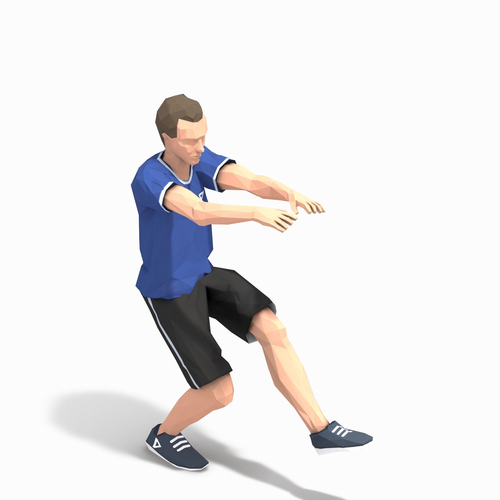 Pistol Squats  Exercise Man Animation Low-poly 3D model_3