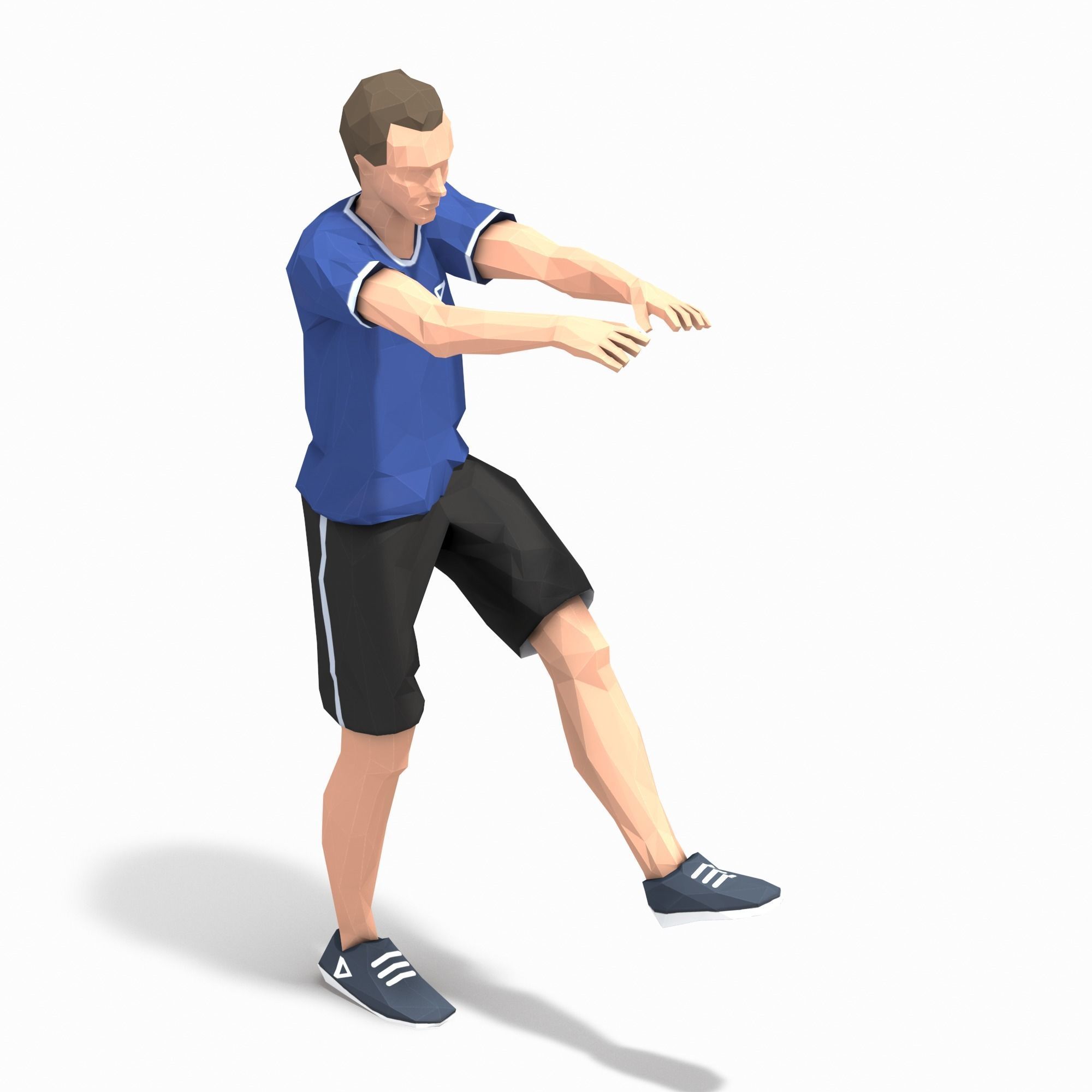 Pistol Squats  Exercise Man Animation Low-poly 3D model_5