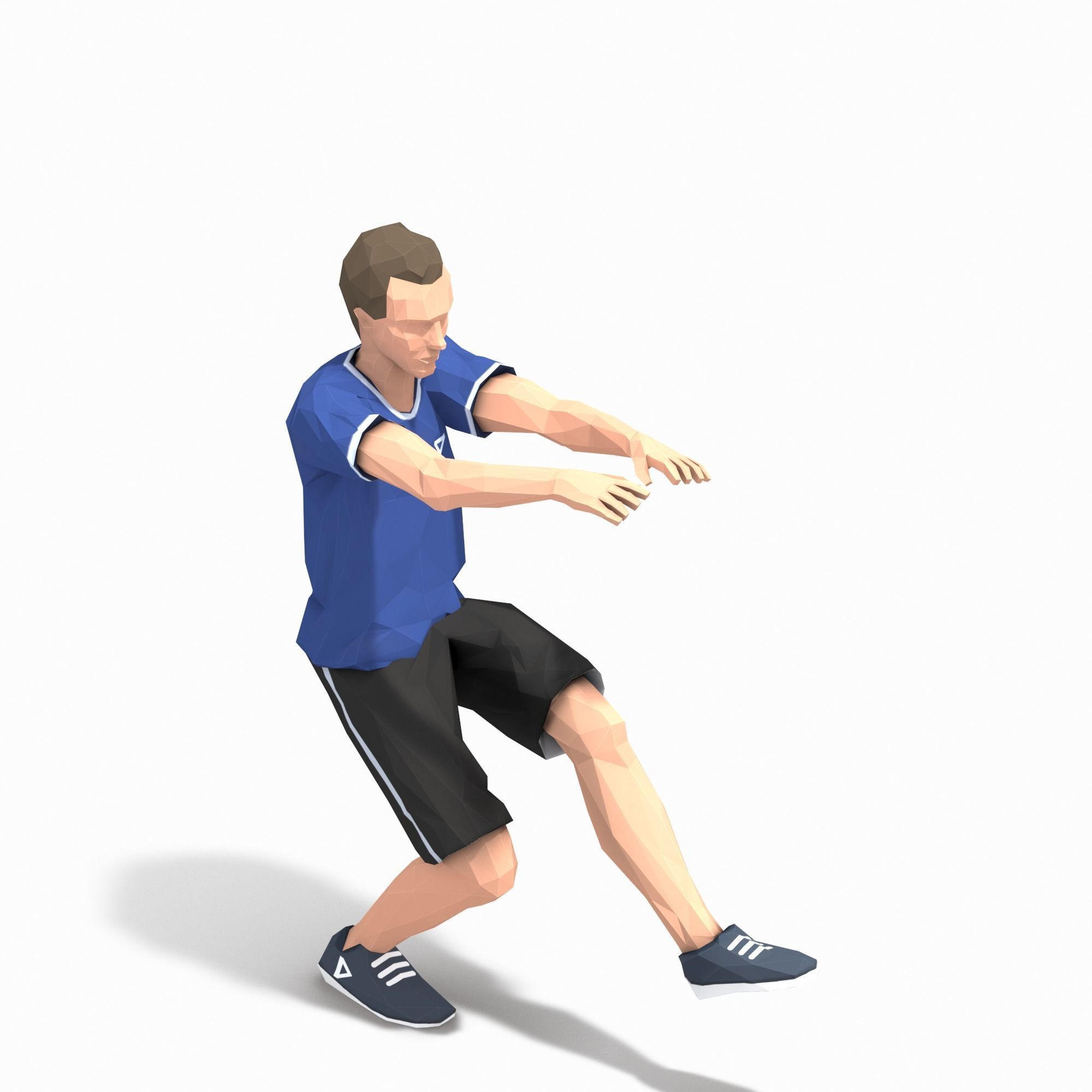 Pistol Squats  Exercise Man Animation Low-poly 3D model_7