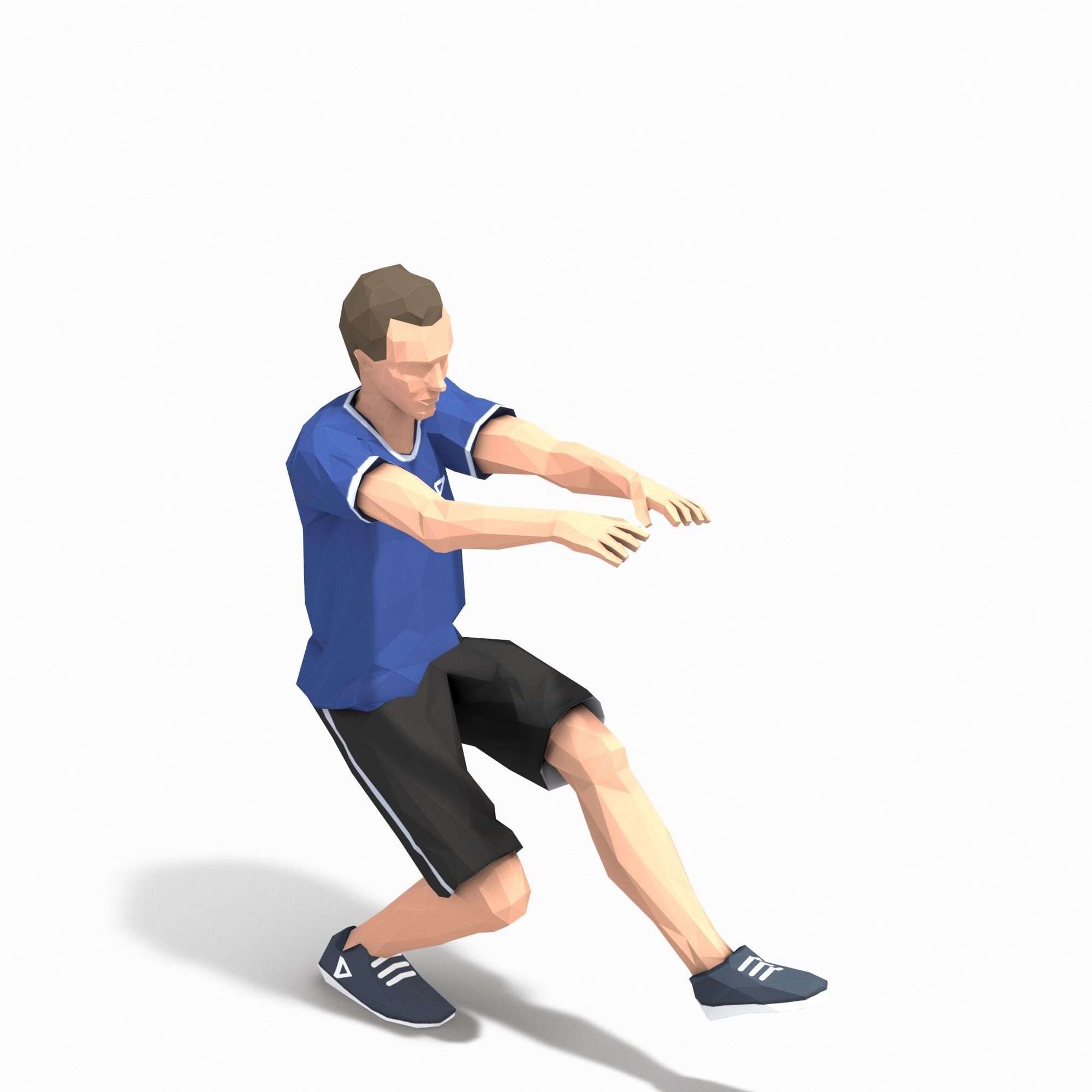 Pistol Squats  Exercise Man Animation Low-poly 3D model_2