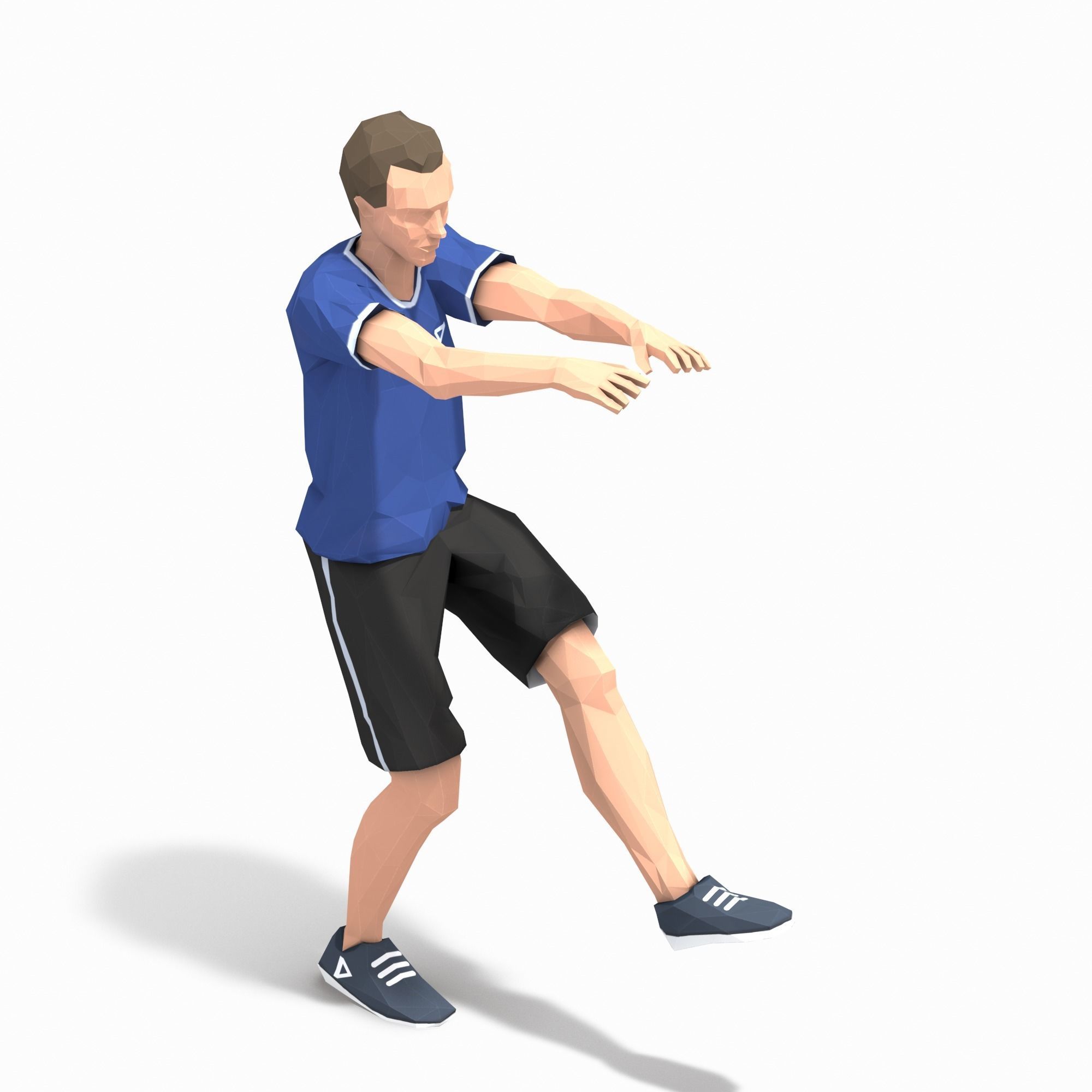 Pistol Squats  Exercise Man Animation Low-poly 3D model_4