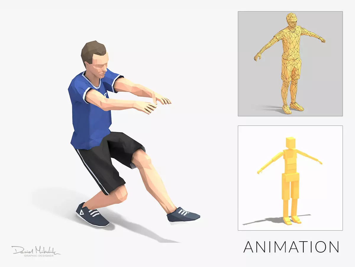 Pistol Squats  Exercise Man Animation Low-poly 3D model_0