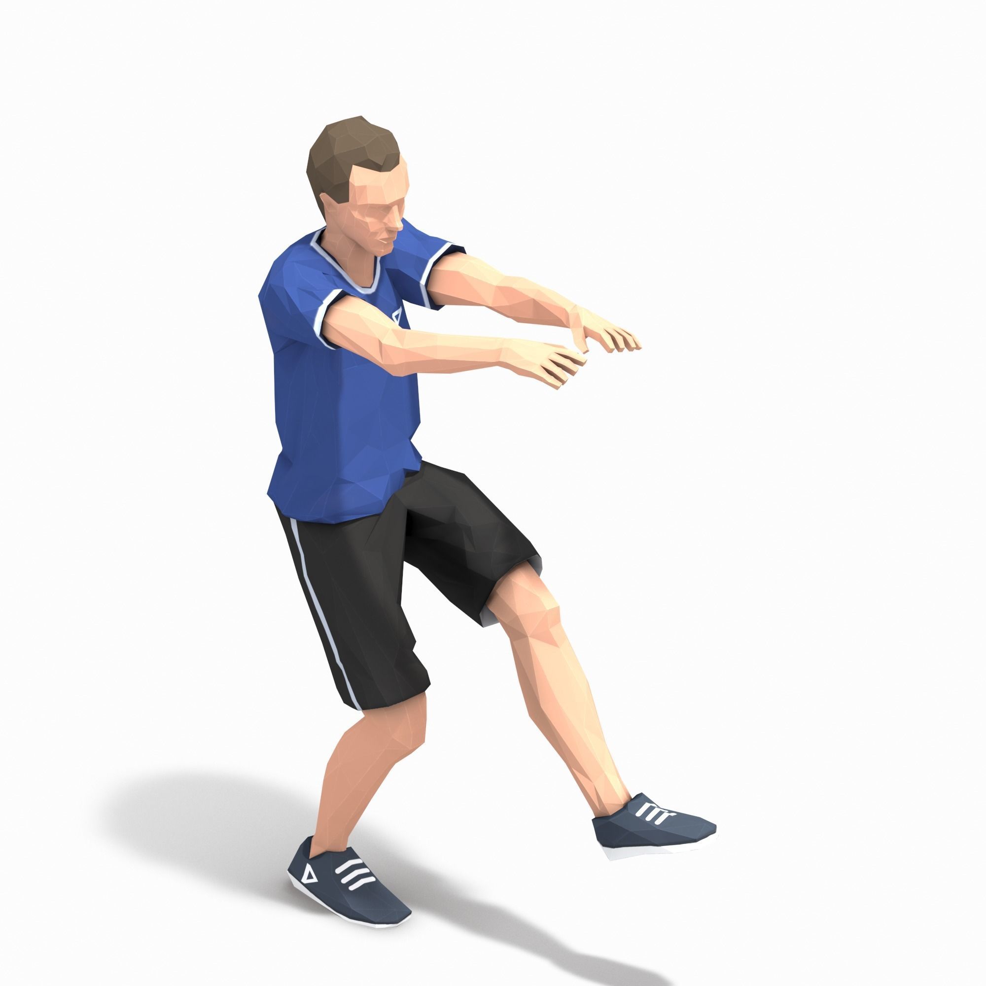 Pistol Squats  Exercise Man Animation Low-poly 3D model_6