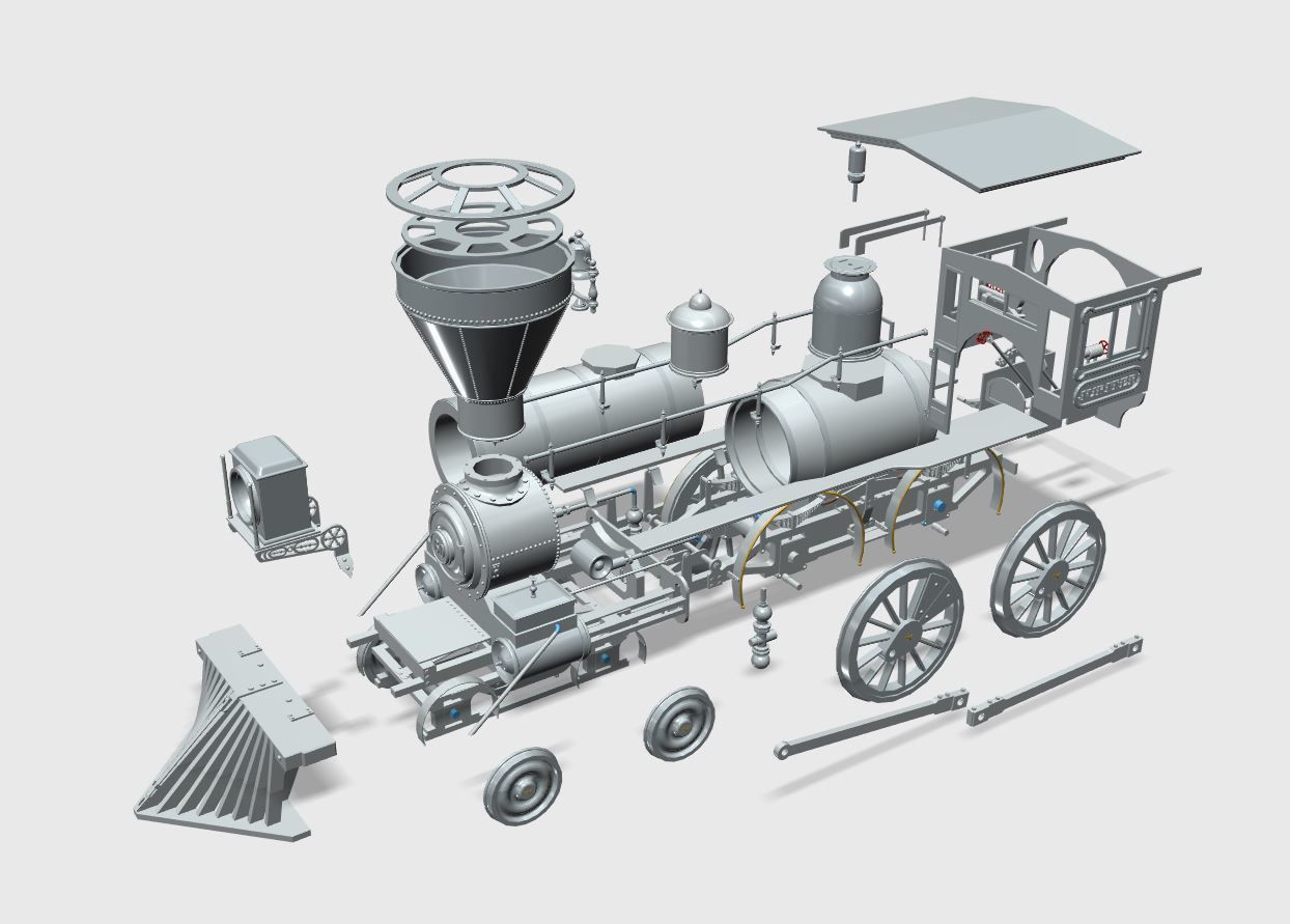 Jupiter Steam Locomotive 3D Print Model Kit Multi STL file 3D print model_1