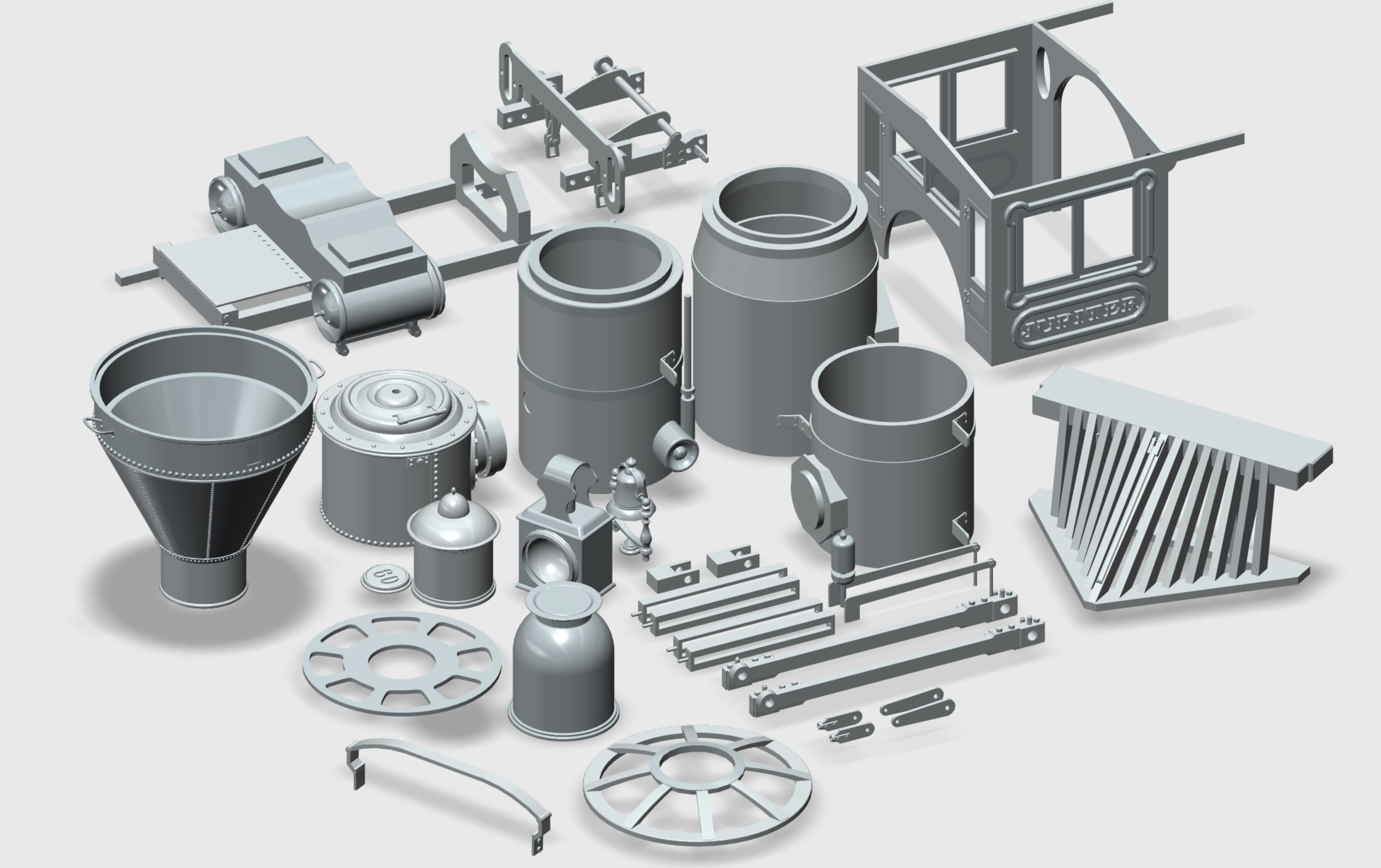 Jupiter Steam Locomotive 3D Print Model Kit Multi STL file 3D print model_2