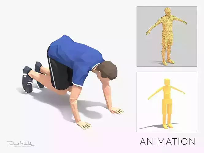 Plank Ins  Exercise Man Animation Low-poly 3D model