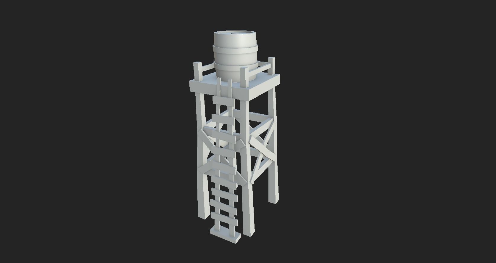 Western Water Tower Wooden - Old West - Backdrop Full Perm Low-poly 3D model_8