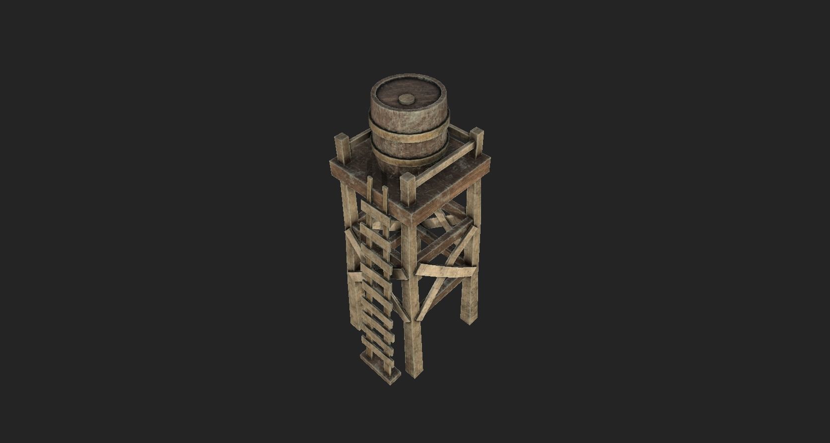 Western Water Tower Wooden - Old West - Backdrop Full Perm Low-poly 3D model_3
