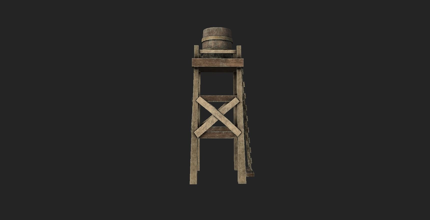 Western Water Tower Wooden - Old West - Backdrop Full Perm Low-poly 3D model_6