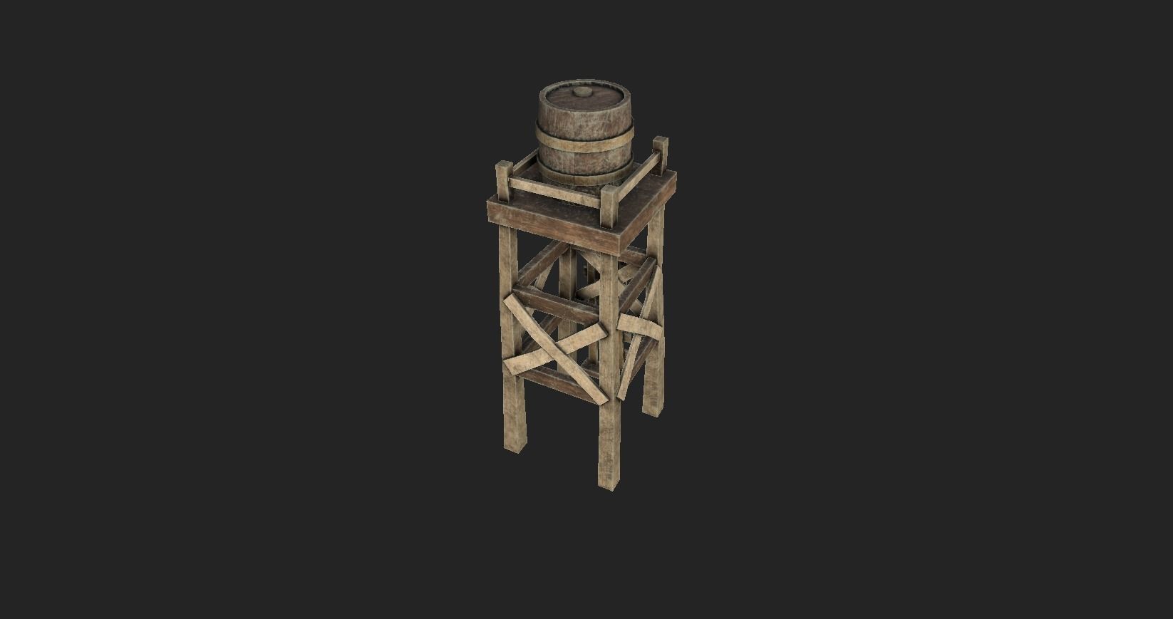 Western Water Tower Wooden - Old West - Backdrop Full Perm Low-poly 3D model_5