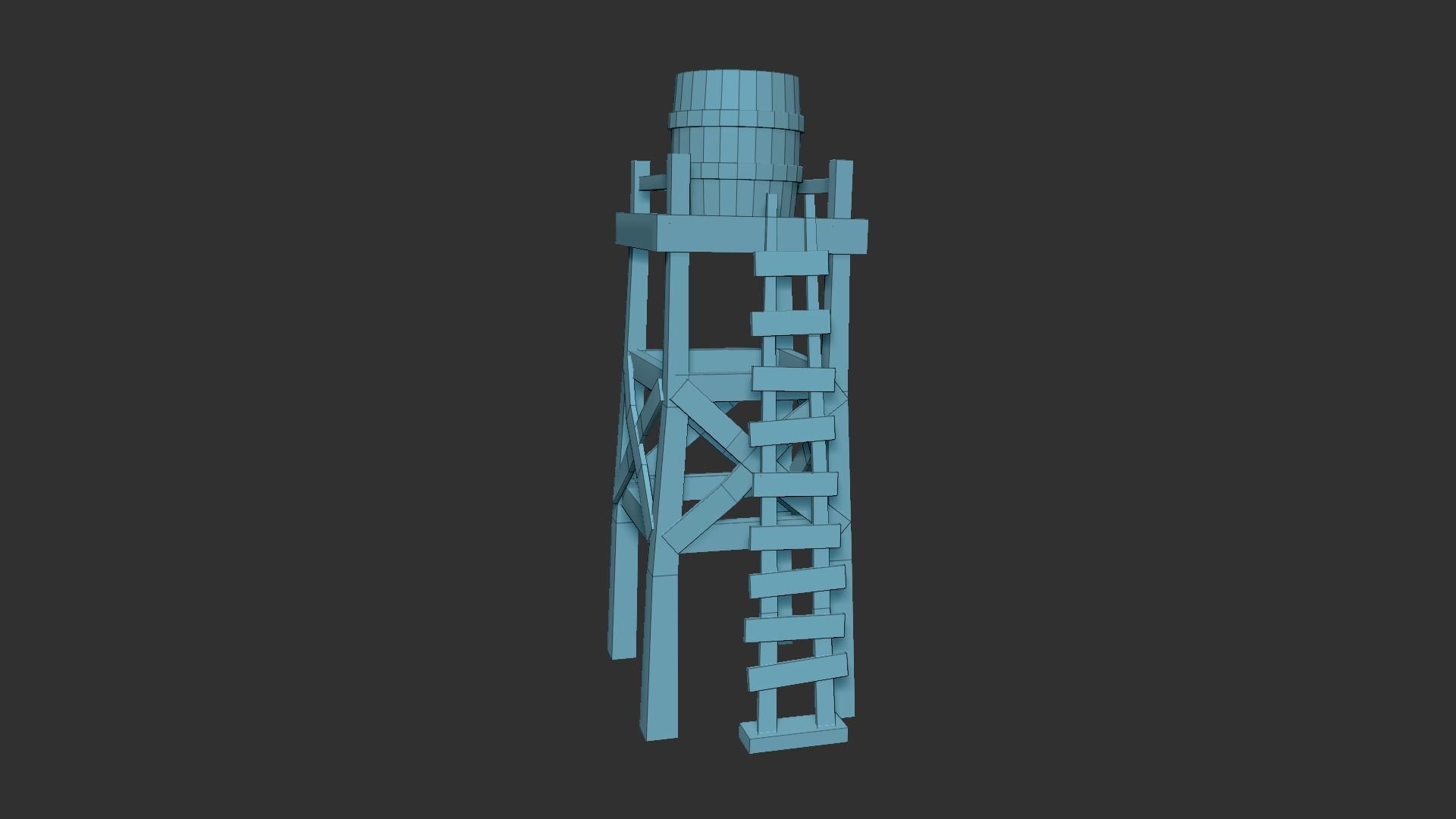 Western Water Tower Wooden - Old West - Backdrop Full Perm Low-poly 3D model_12