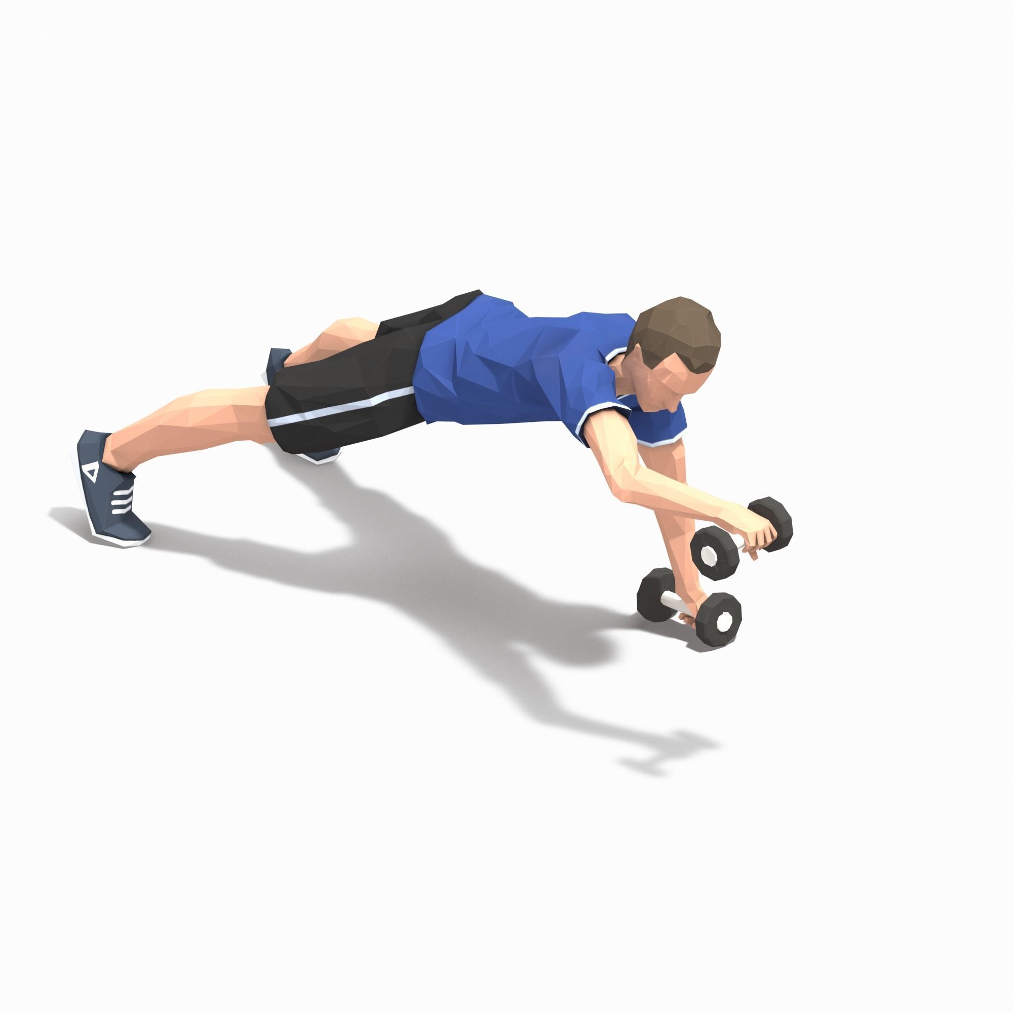 pushup forward raise Exercise Man Animation Low-poly 3D model_12
