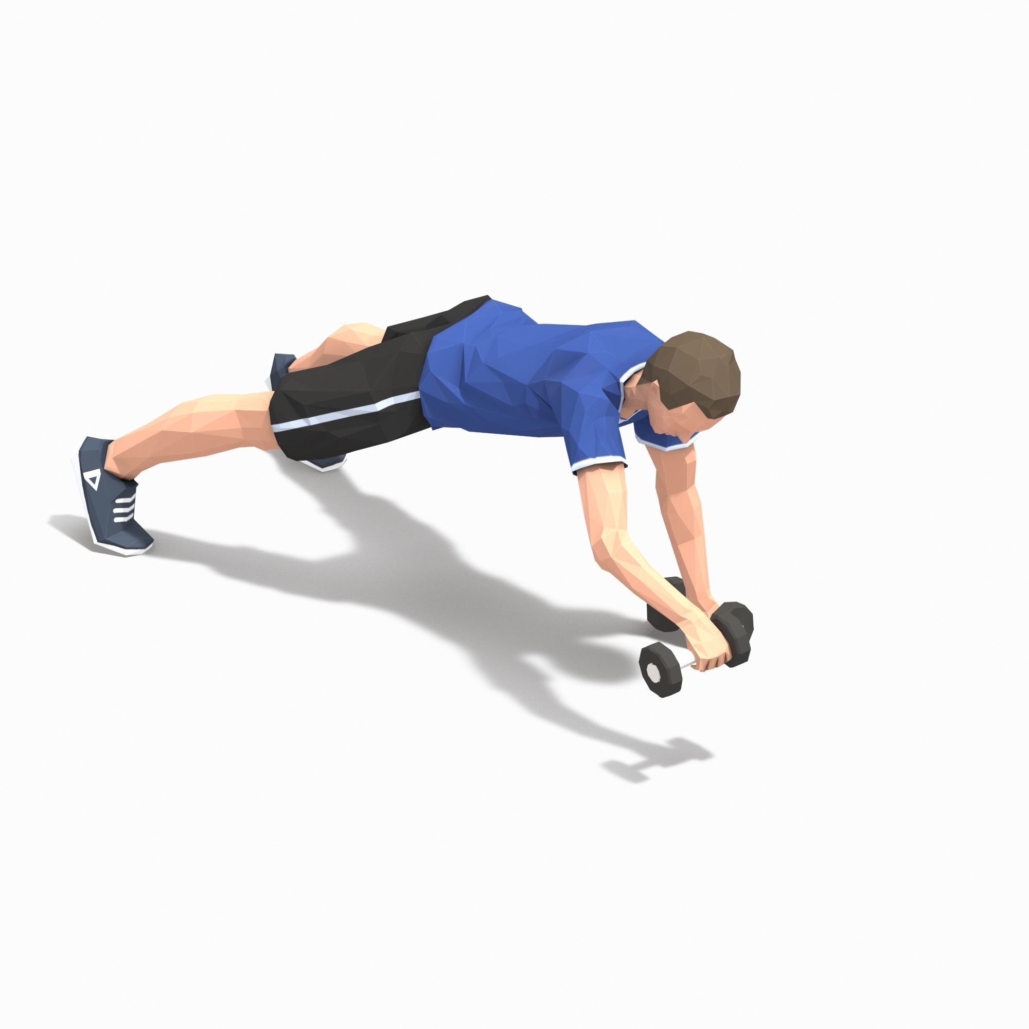 pushup forward raise Exercise Man Animation Low-poly 3D model_11