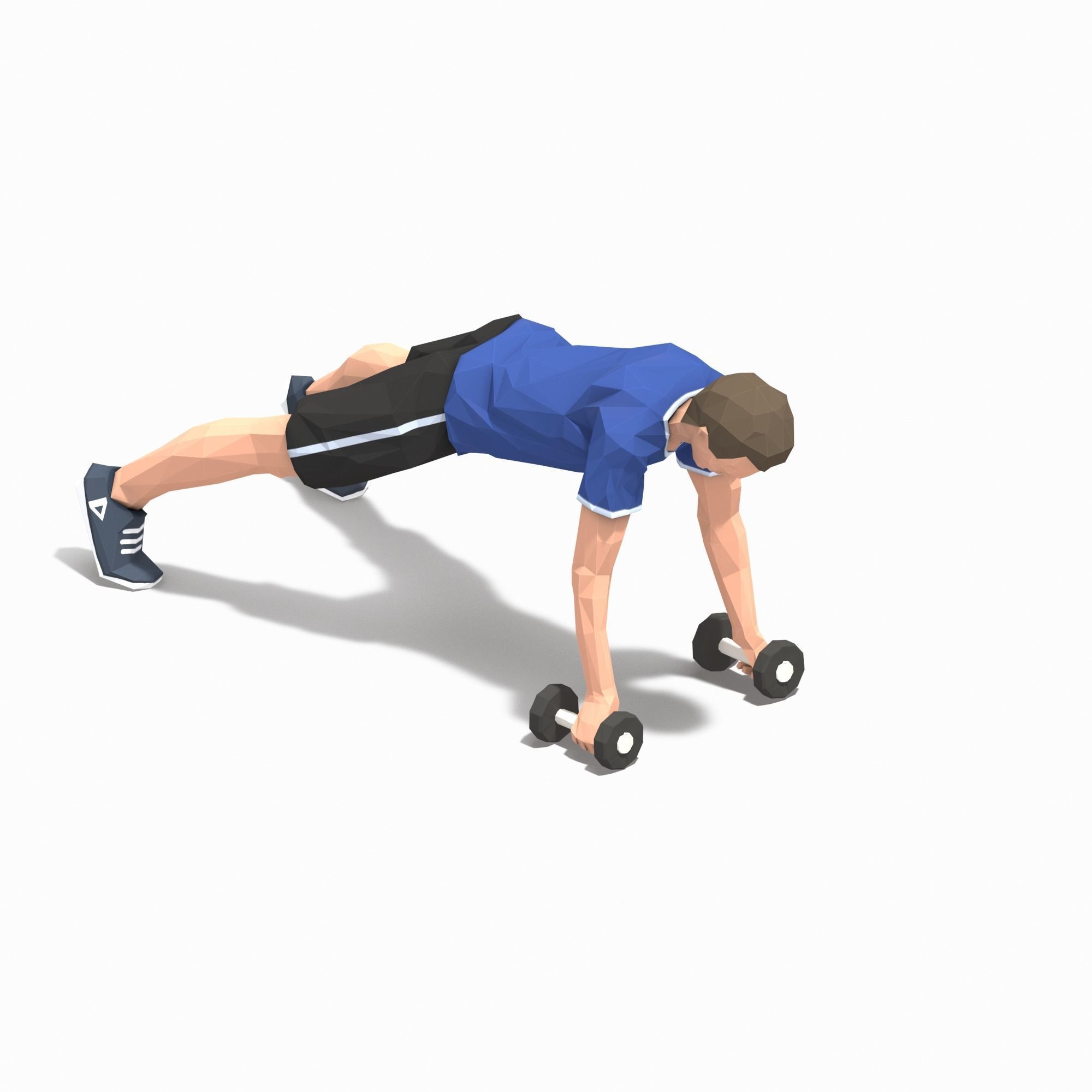 pushup forward raise Exercise Man Animation Low-poly 3D model_14