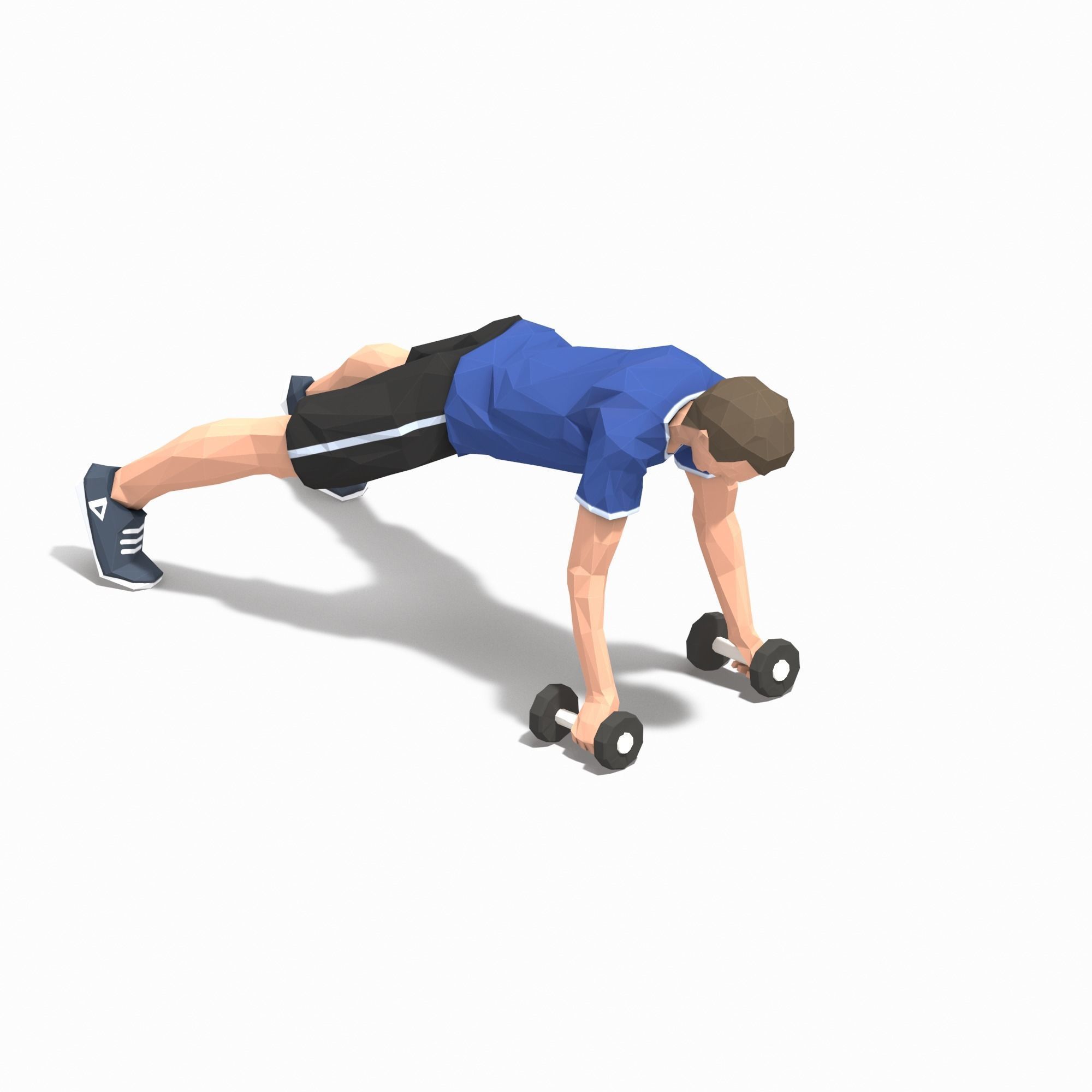 pushup forward raise Exercise Man Animation Low-poly 3D model_18