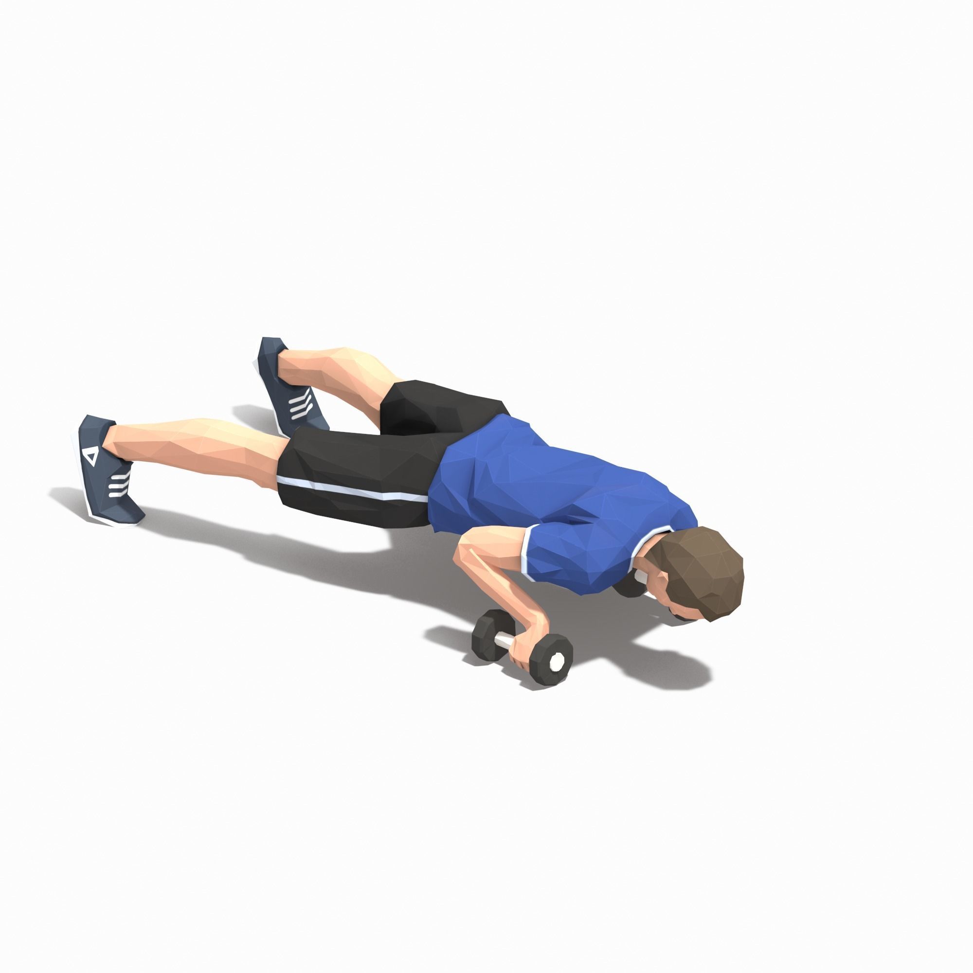 pushup forward raise Exercise Man Animation Low-poly 3D model_20