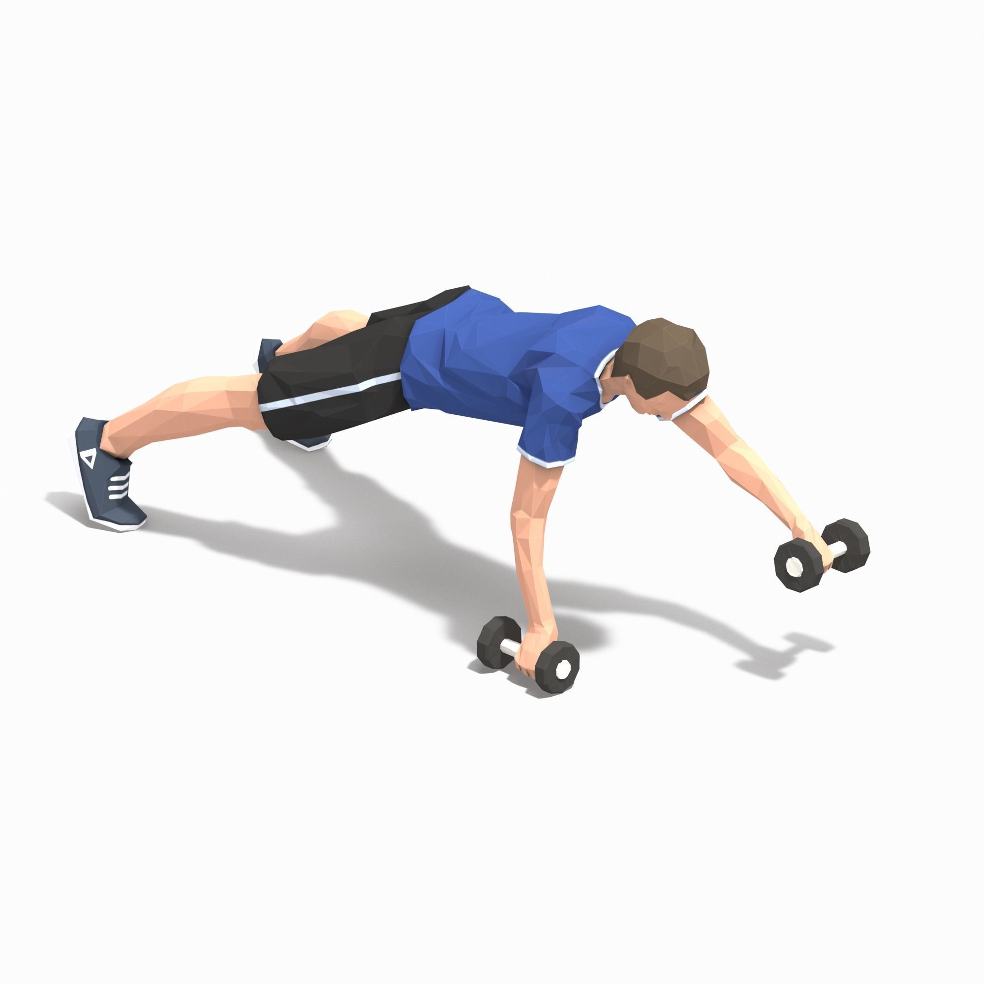 pushup forward raise Exercise Man Animation Low-poly 3D model_15
