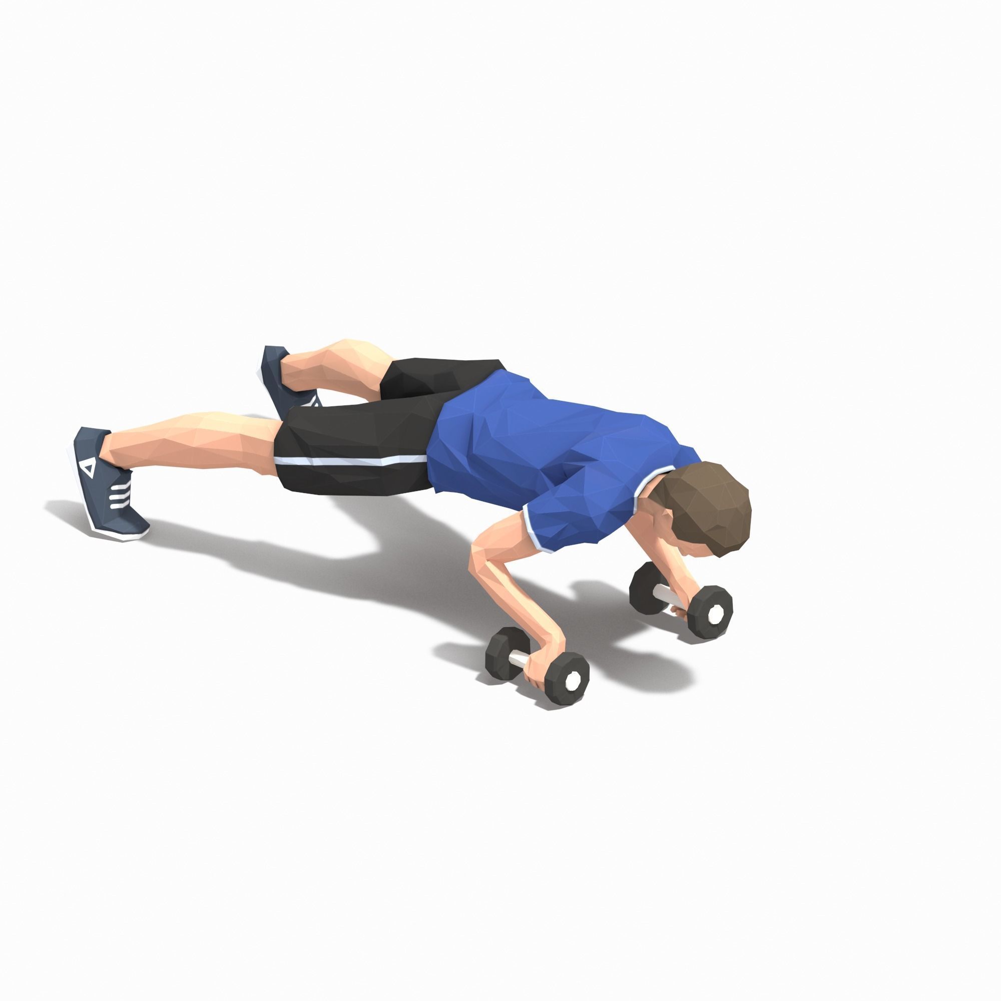 pushup forward raise Exercise Man Animation Low-poly 3D model_19
