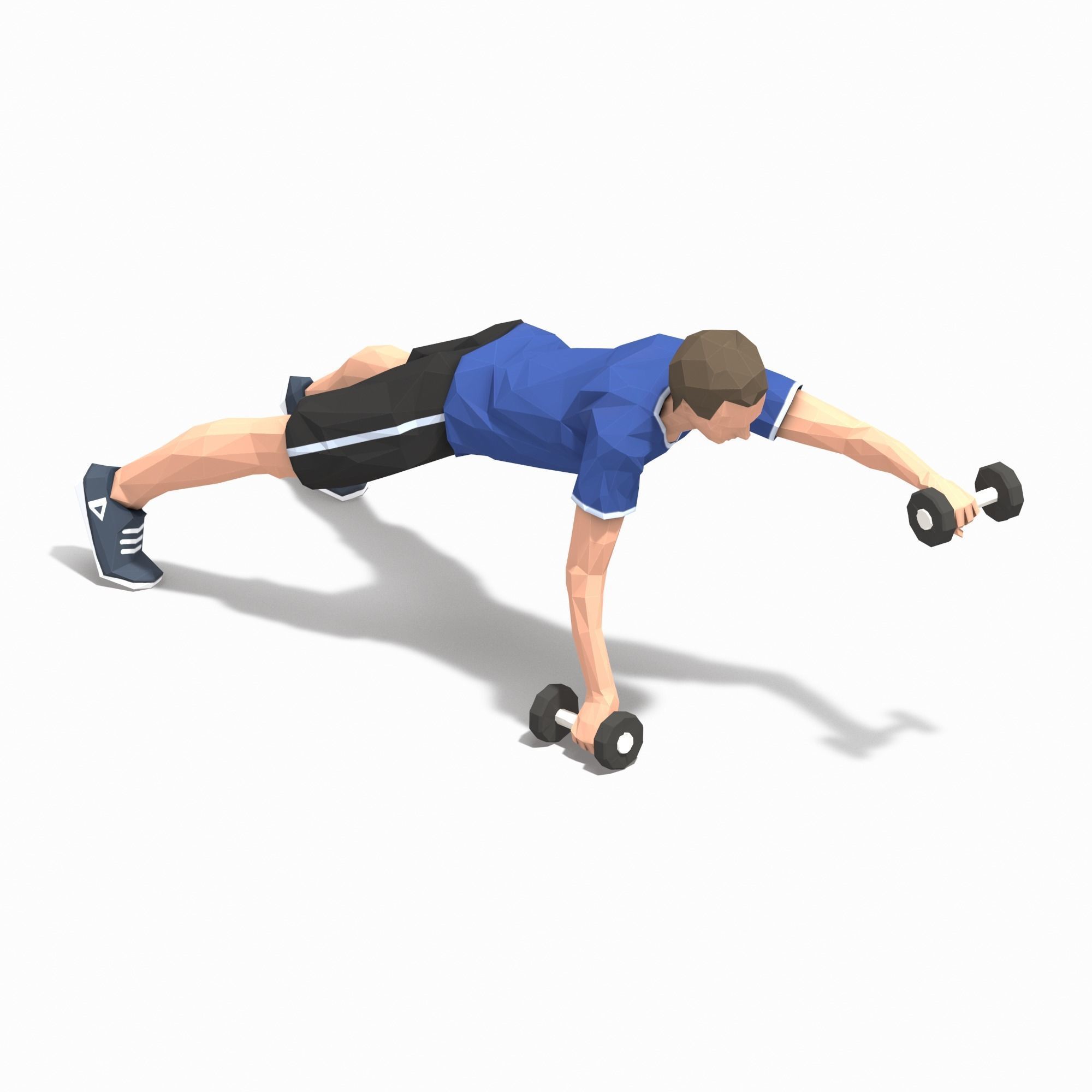 pushup forward raise Exercise Man Animation Low-poly 3D model_16