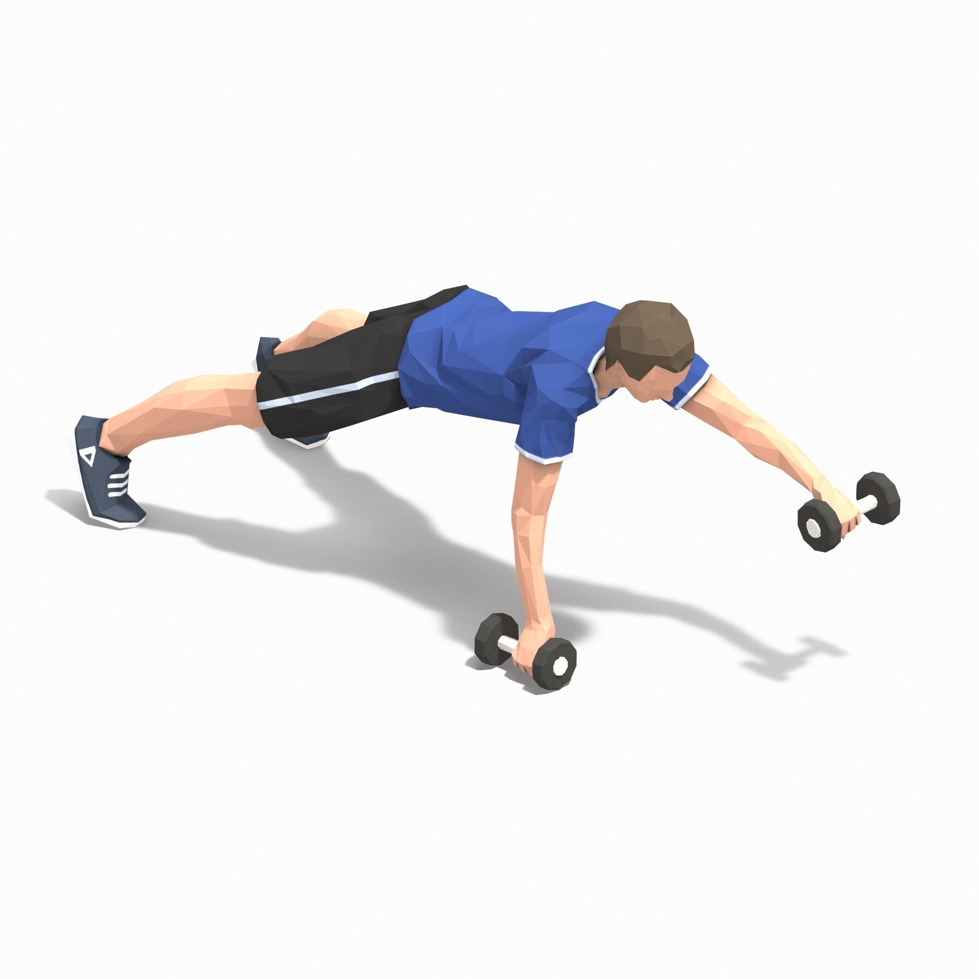 pushup forward raise Exercise Man Animation Low-poly 3D model_17
