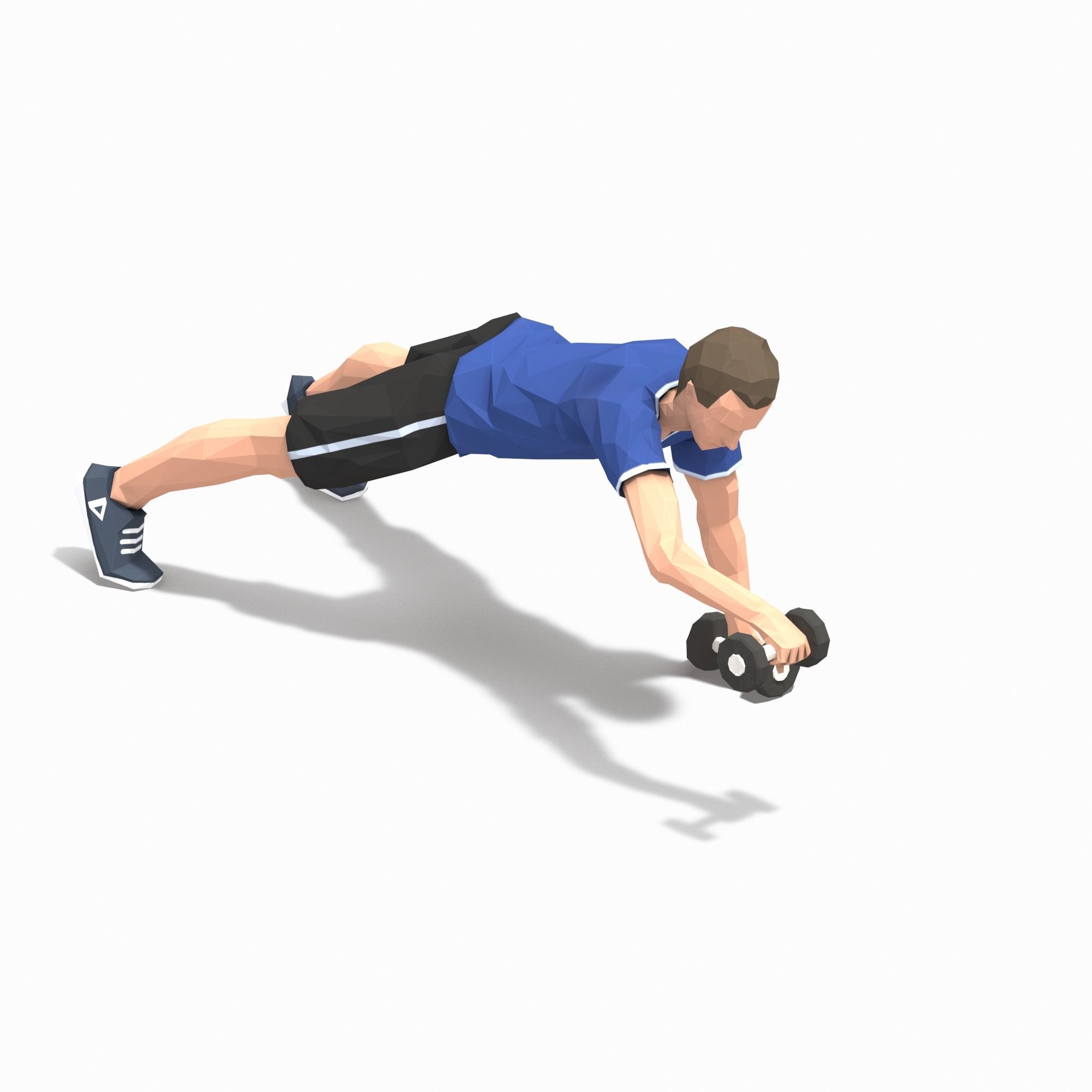 pushup forward raise Exercise Man Animation Low-poly 3D model_13