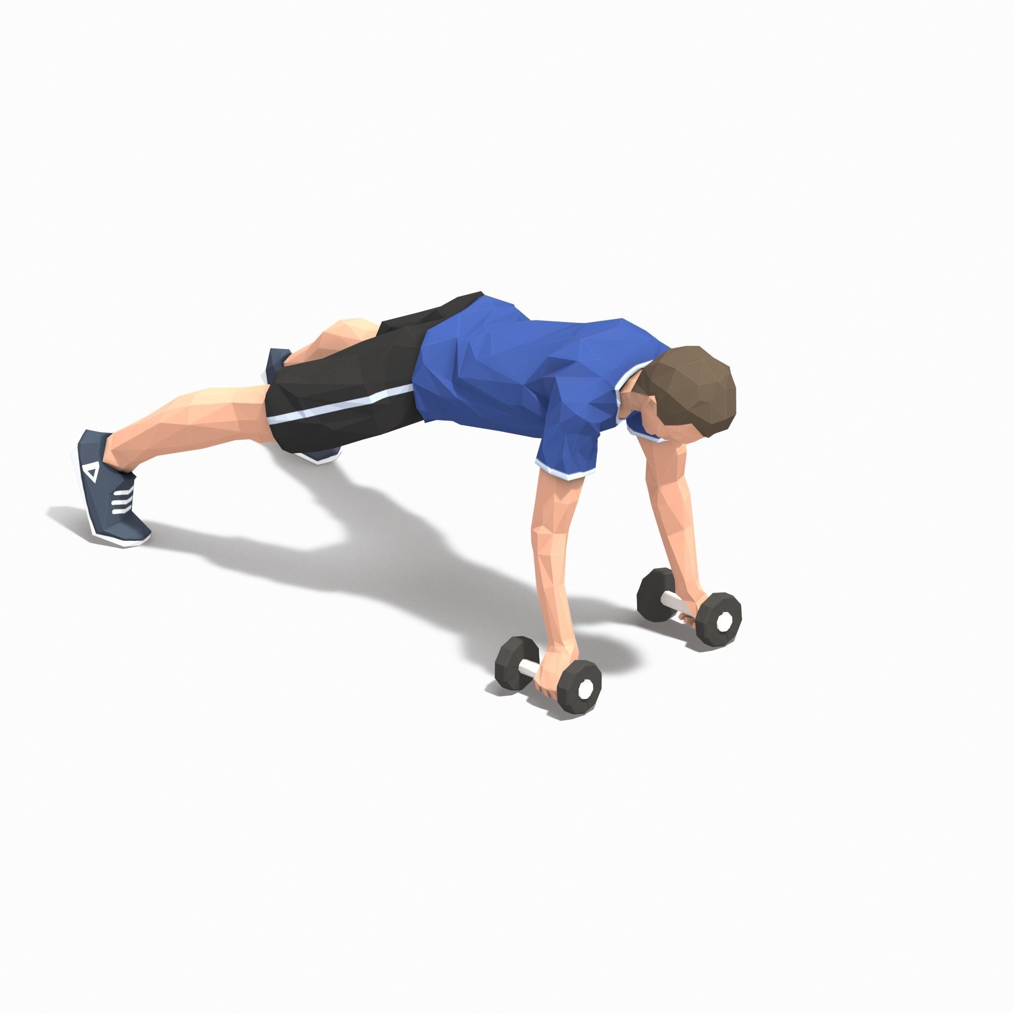 pushup forward raise Exercise Man Animation Low-poly 3D model_10