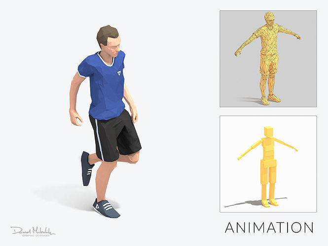 rest pose Exercise Man Animation Low-poly 3D model