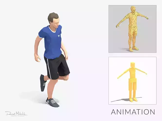 rest pose Exercise Man Animation Low-poly 3D model
