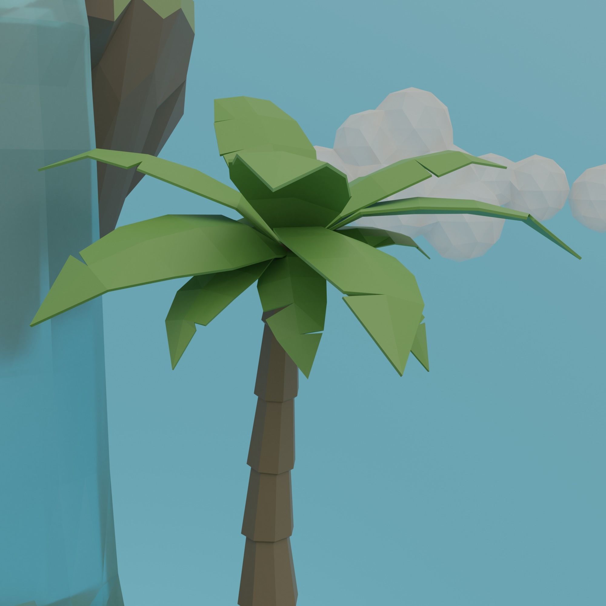 Floating island Low-poly 3D model_13