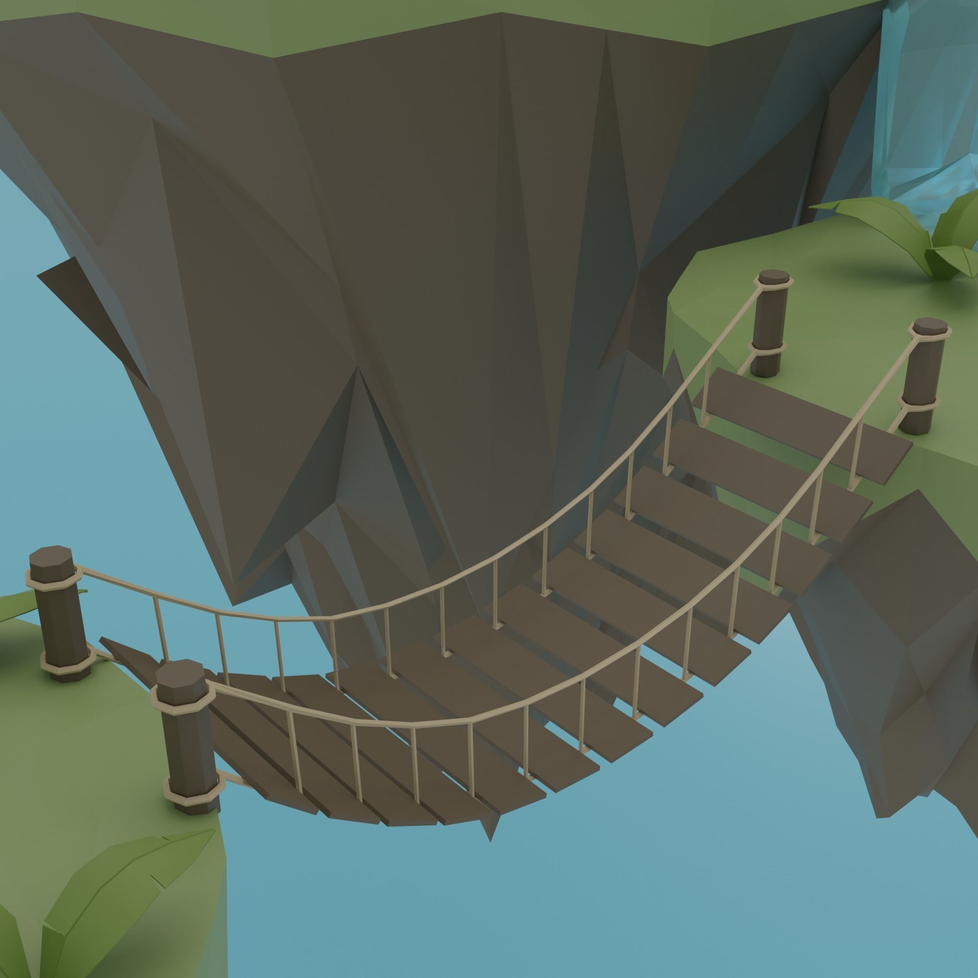 Floating island Low-poly 3D model_6