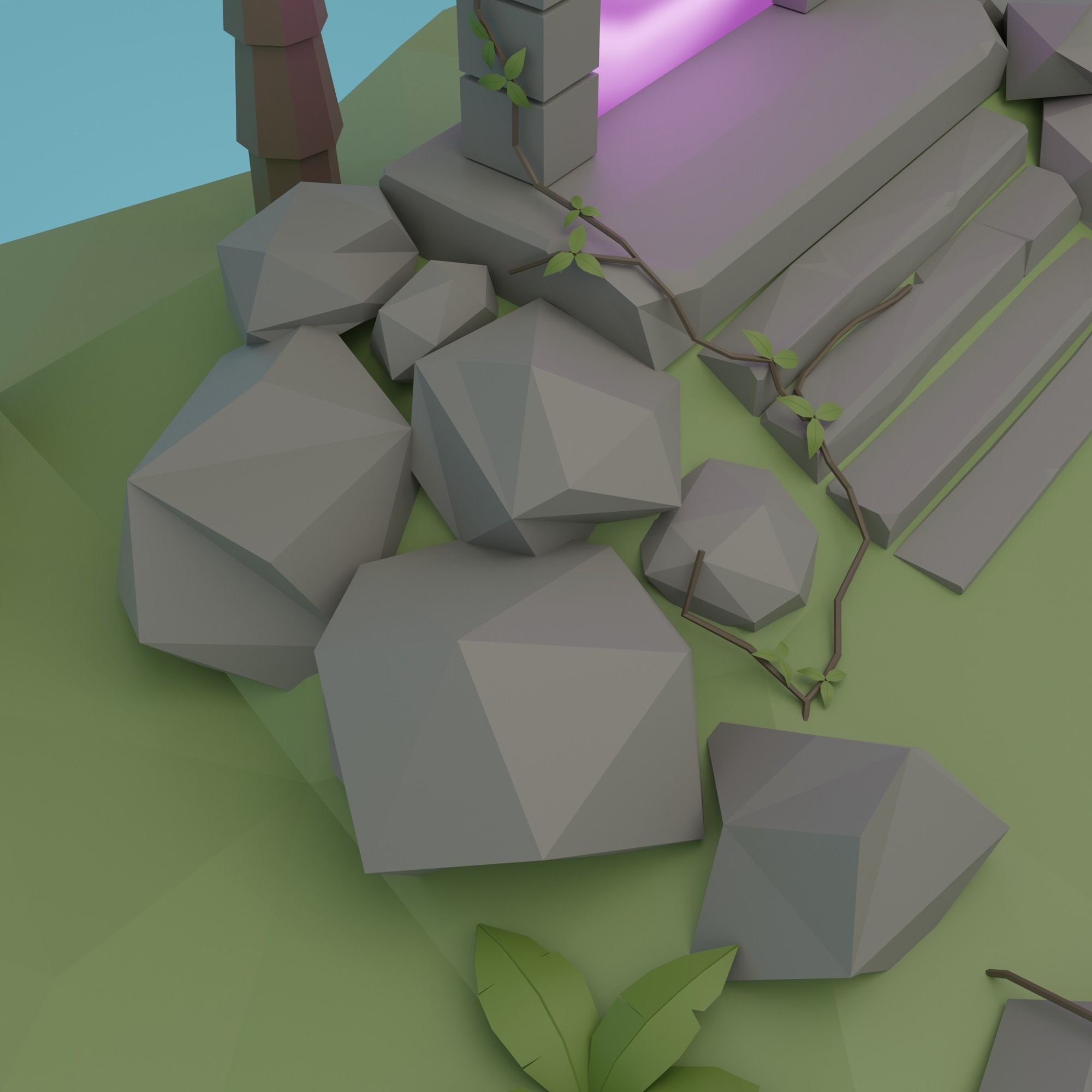 Floating island Low-poly 3D model_11