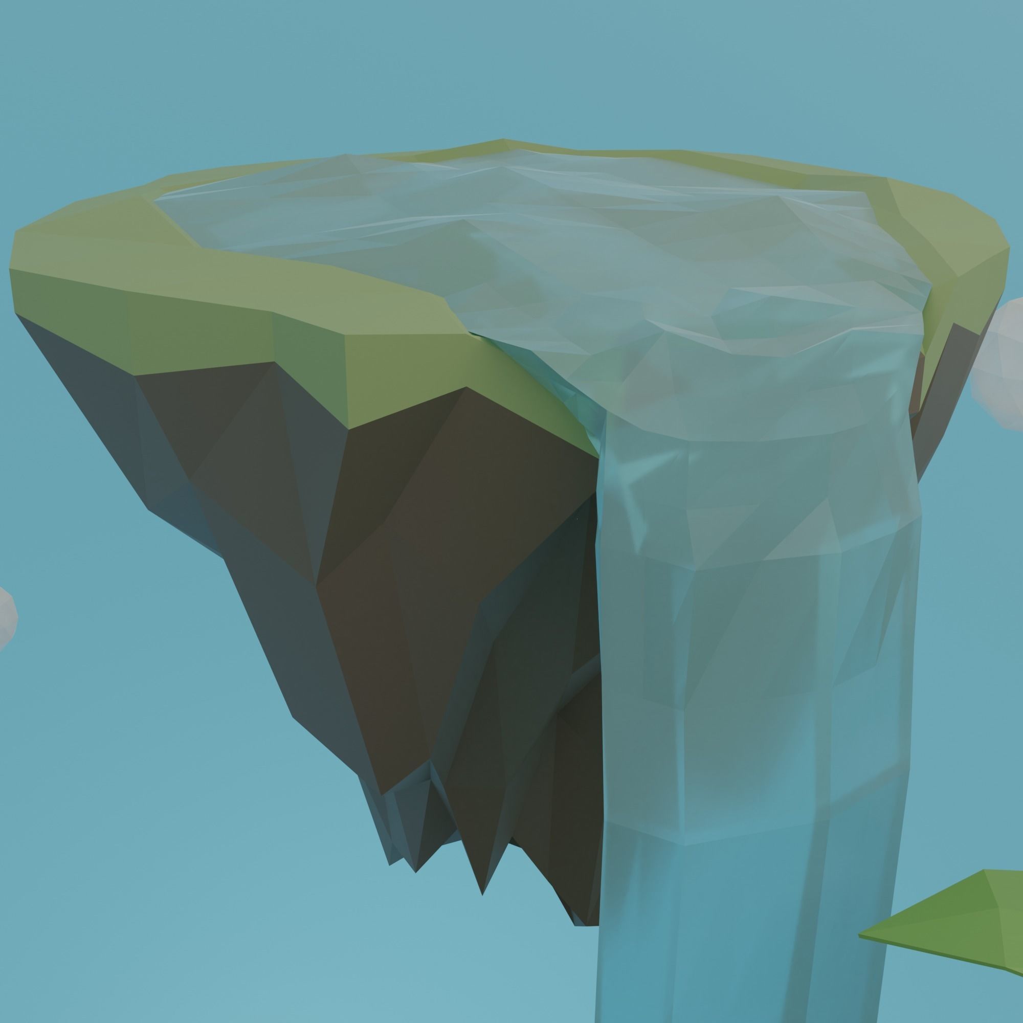 Floating island Low-poly 3D model_12